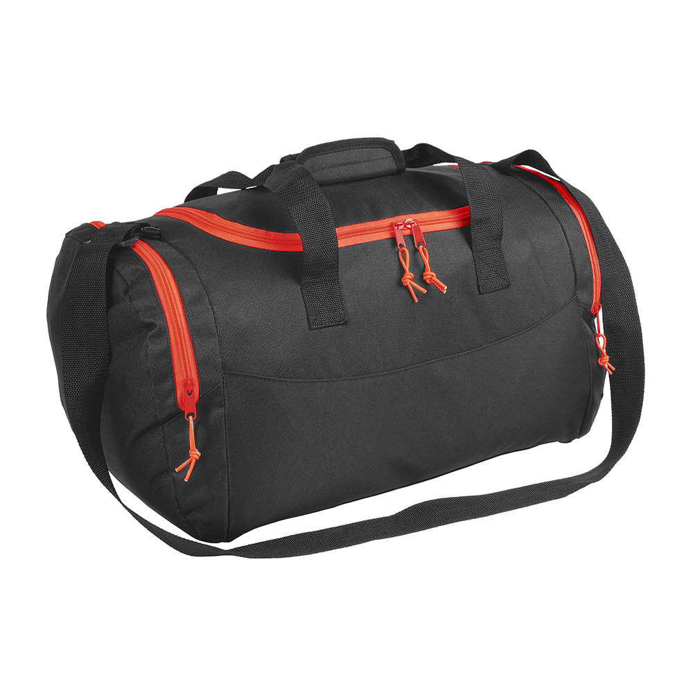 600 D polyester sport bag with boot carrier pocket Black-red