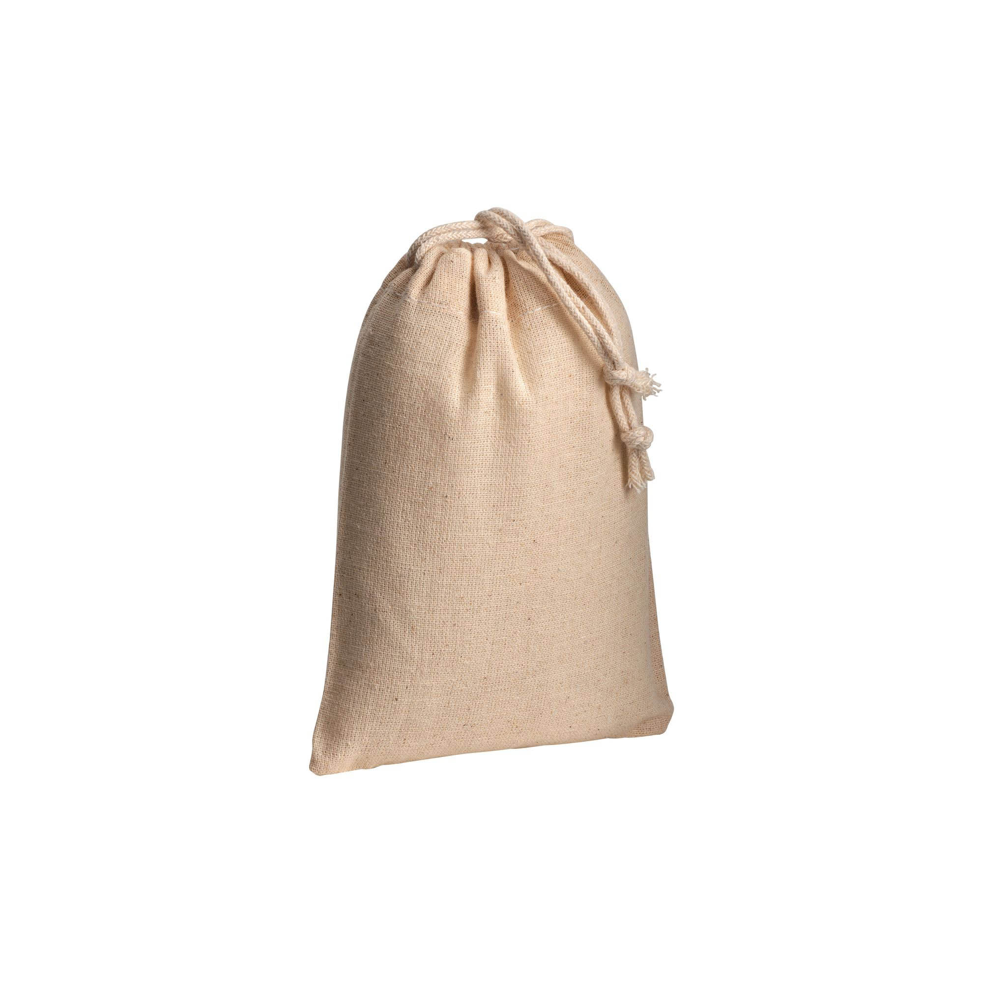 120 g/m2 cotton drawstring bag, 10 x 14 cm Natural