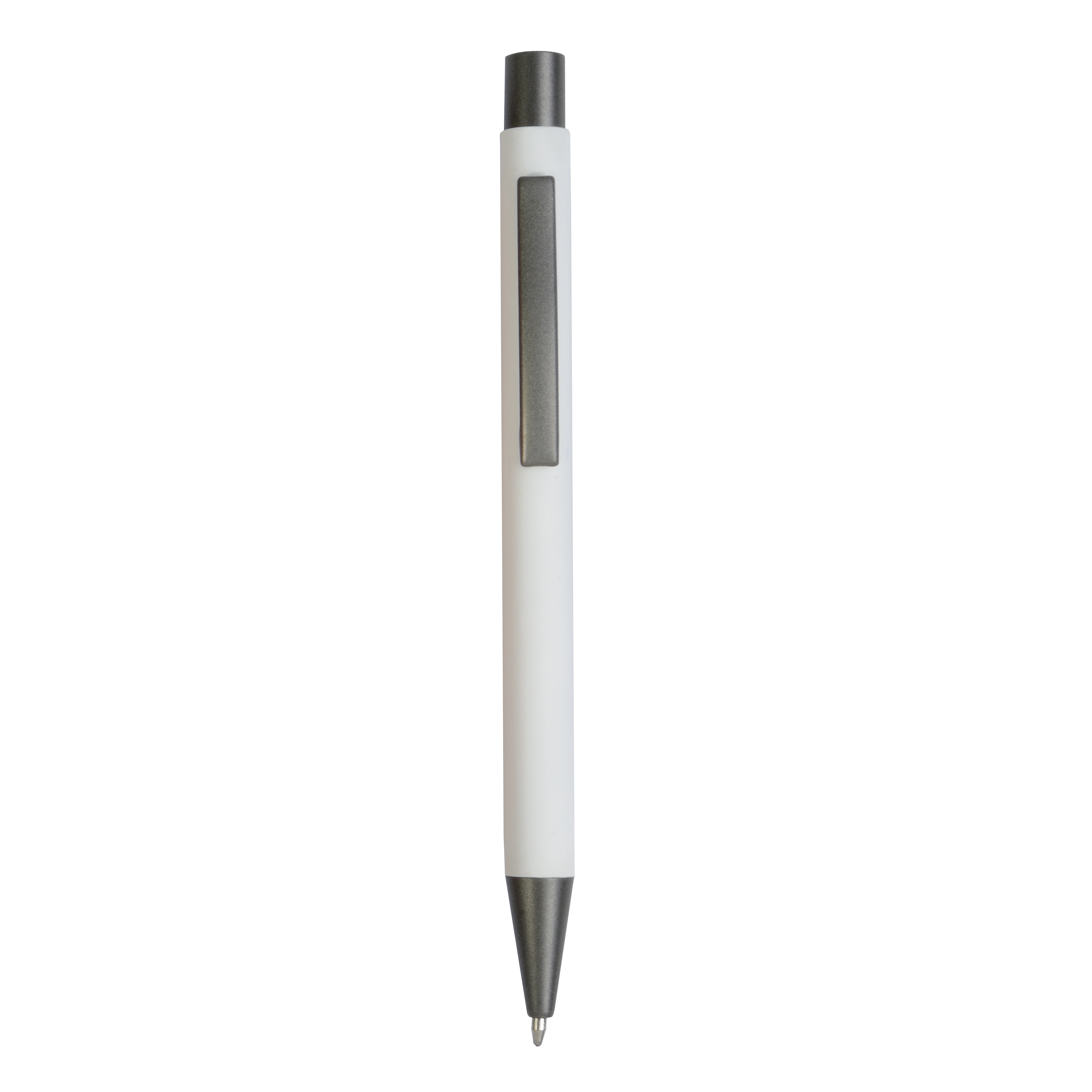 Penna a scatto in metallo gommato con particolari bruniti White