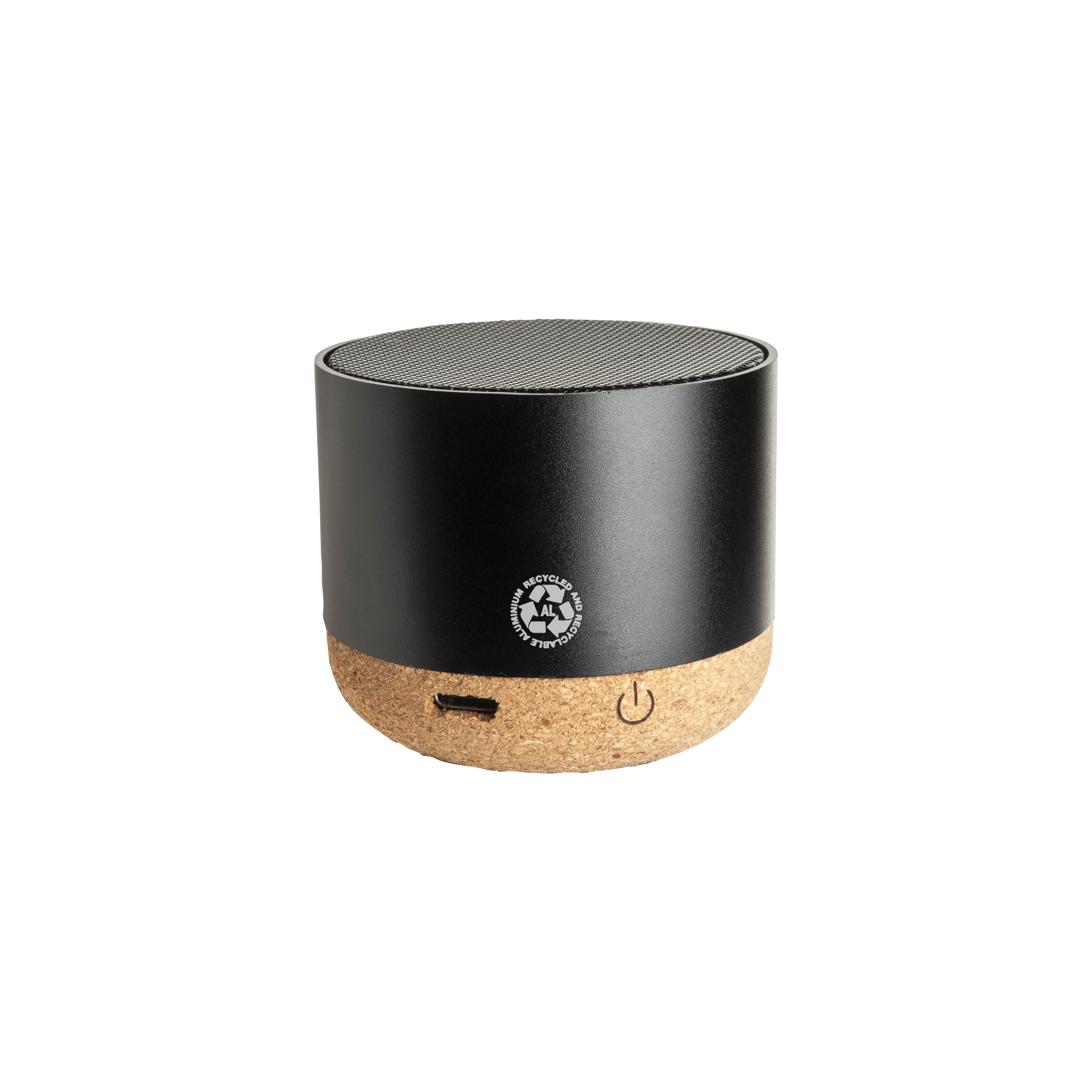 Mini Bluetooth cylindrical speaker with cork base Black
