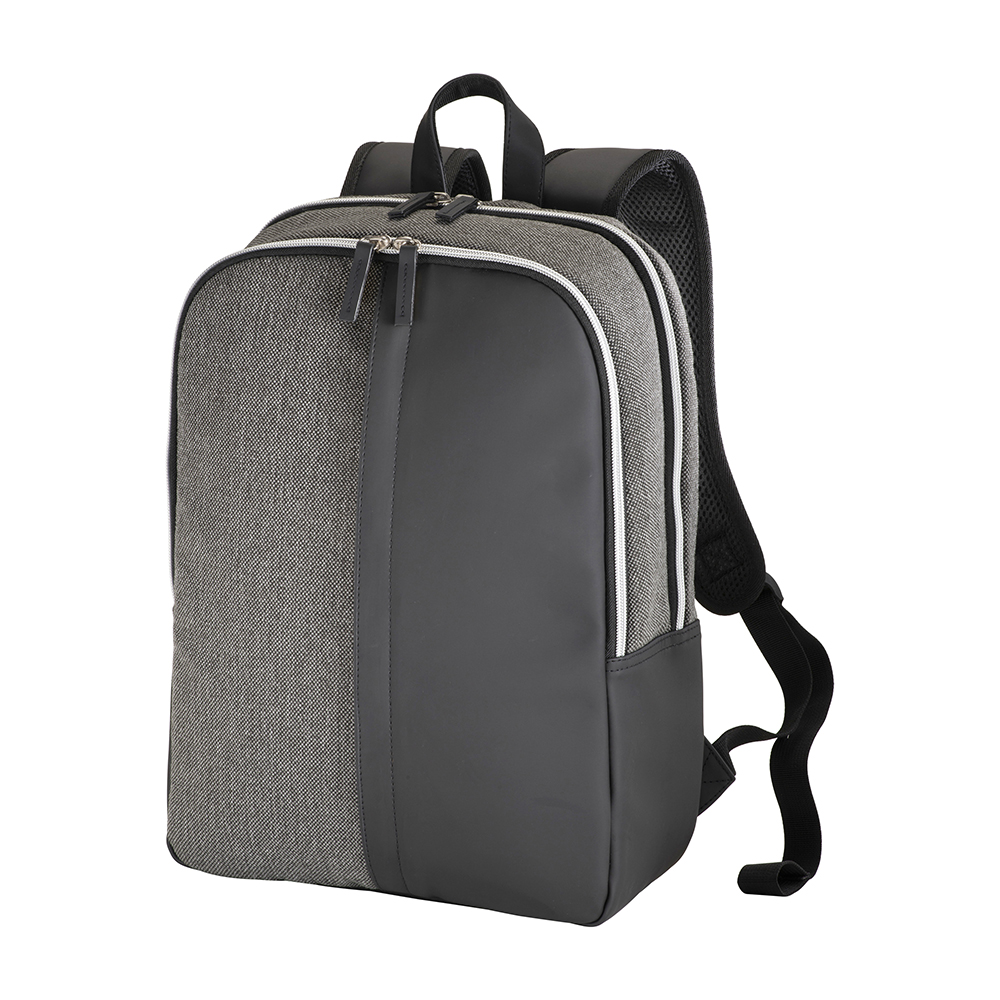 Laptop backpack in eco-leather and polycotton Grey/black
