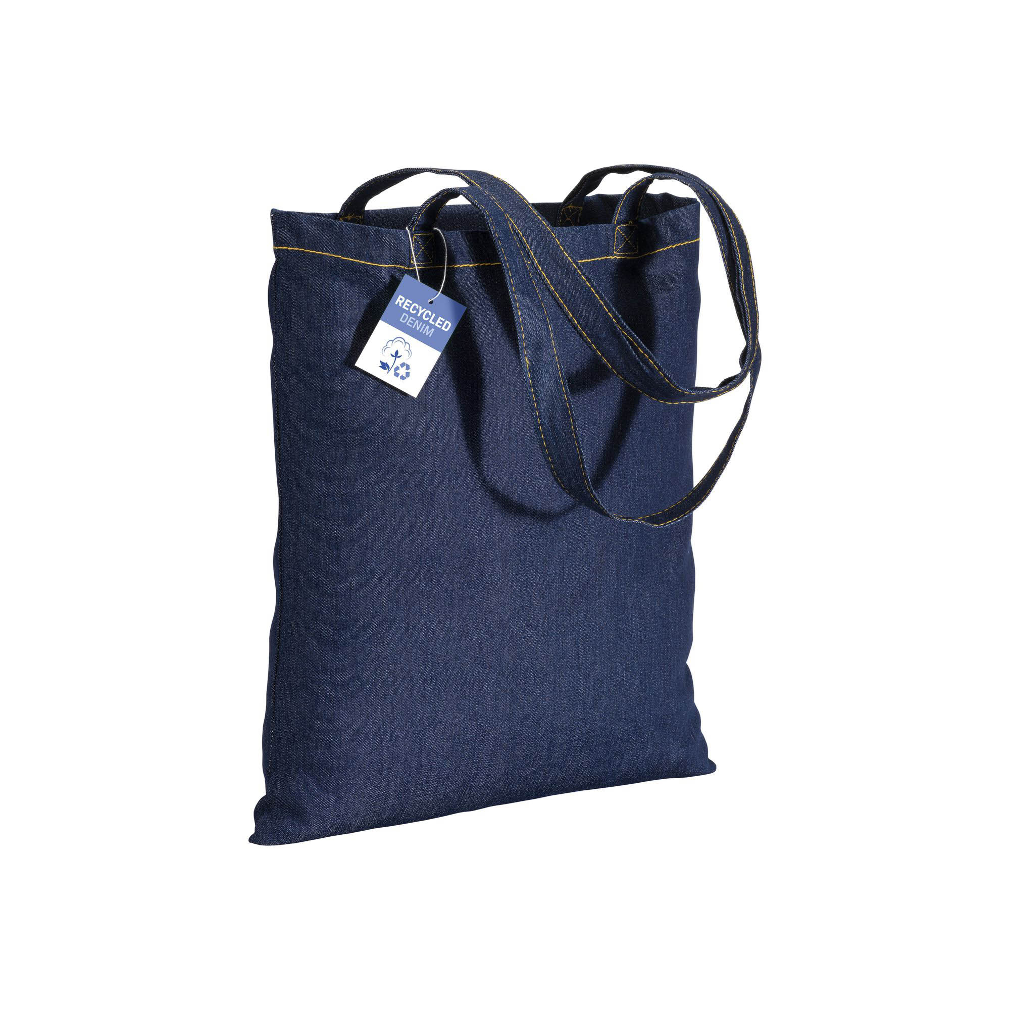 80 g/m2  denim recycled cotton  shopping bag, long handles Jeans