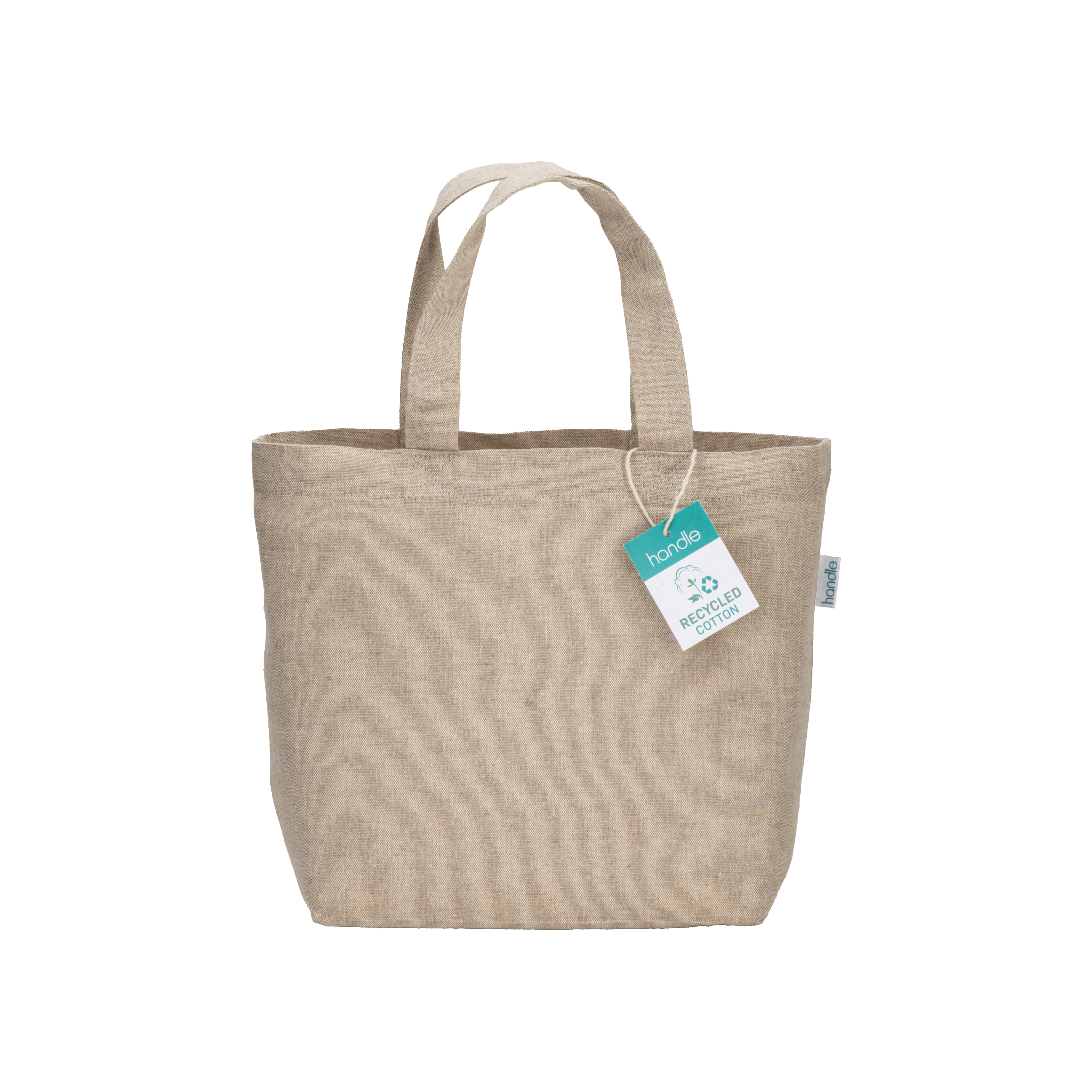 150 g/m2 recycled cotton shopper with short handle Natural