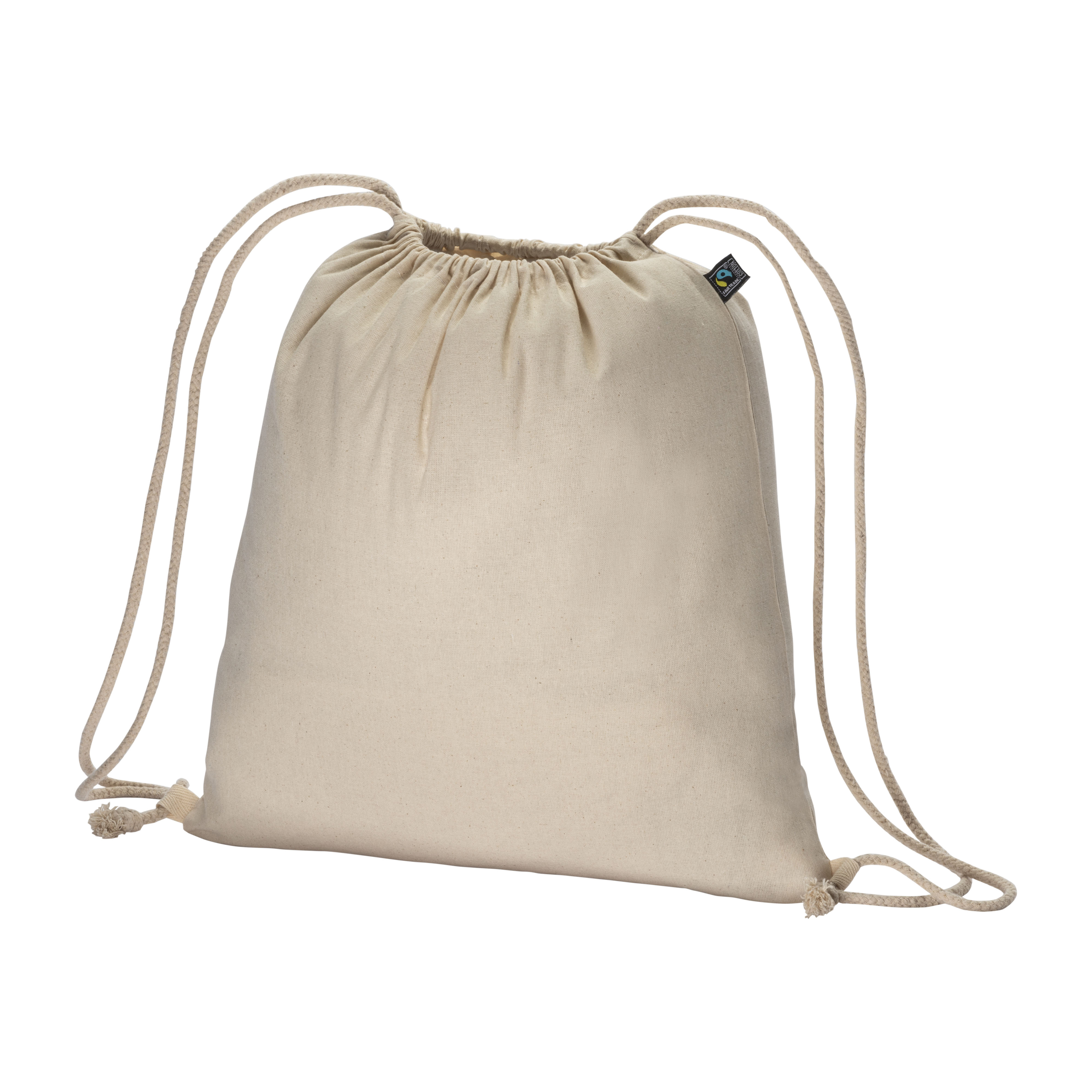 FAIRTRADE ® 140 g/m2 cotton backpack with choke closure Natural