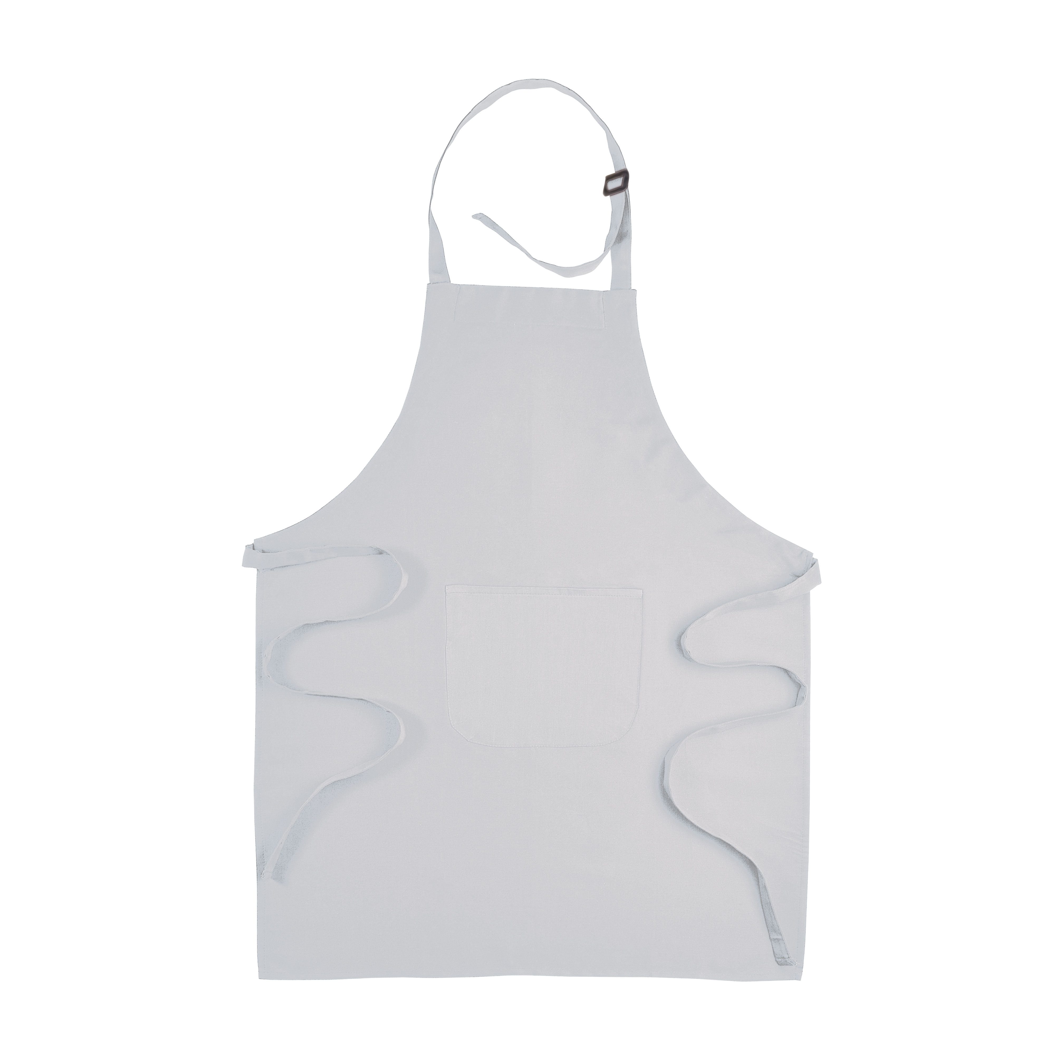 30% cotton/70% polyester (180 g/m2) long cooking apron with front pocket and metal buckle White