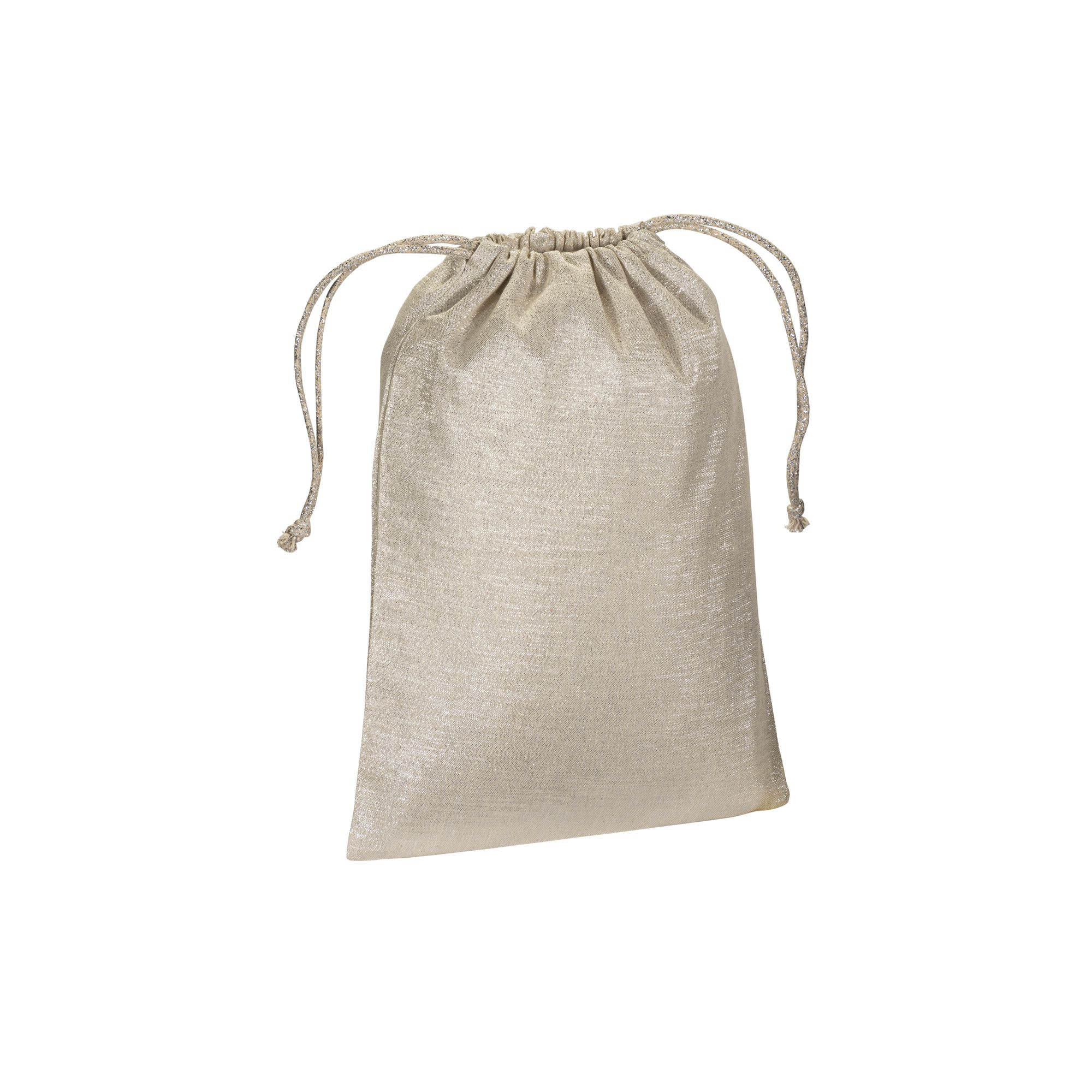 90 g/m2 bright polycotton gift bag with drawstring closure Silver