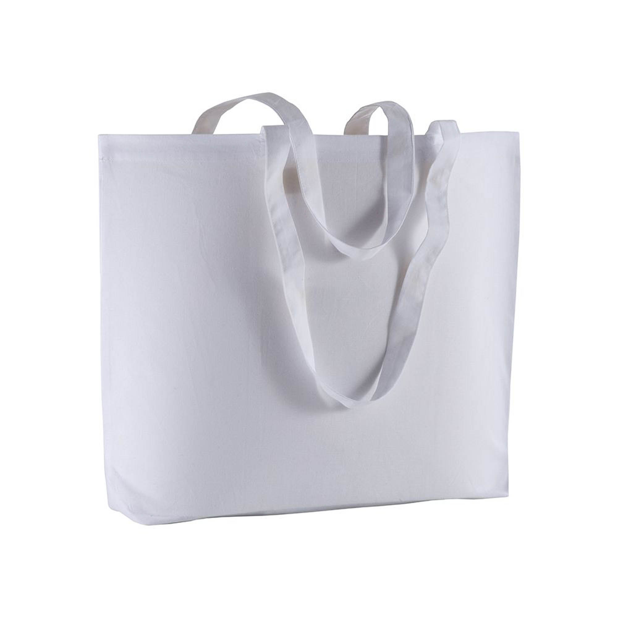 135 g/m2 cotton shopping bag, long handles and bottom gusset White