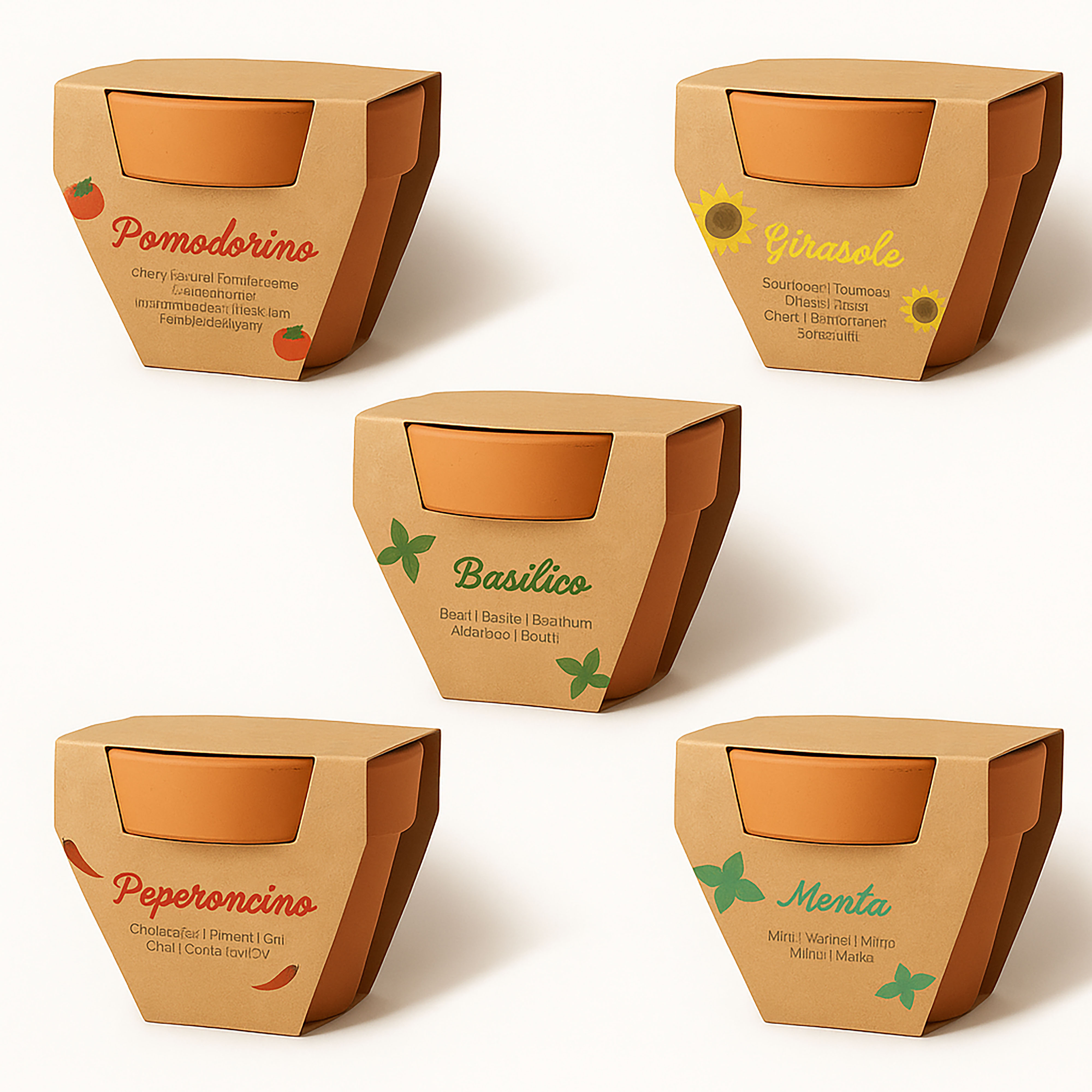 Natural terracotta pot with peat and biodegradable capsule containing seeds Natural