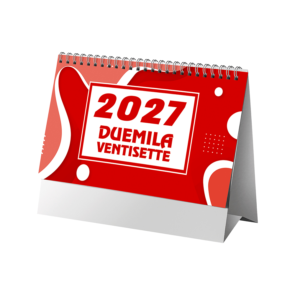 2027 Two-Colour Monthly Desk Calendar, 13 sheets on matte coated paper Red