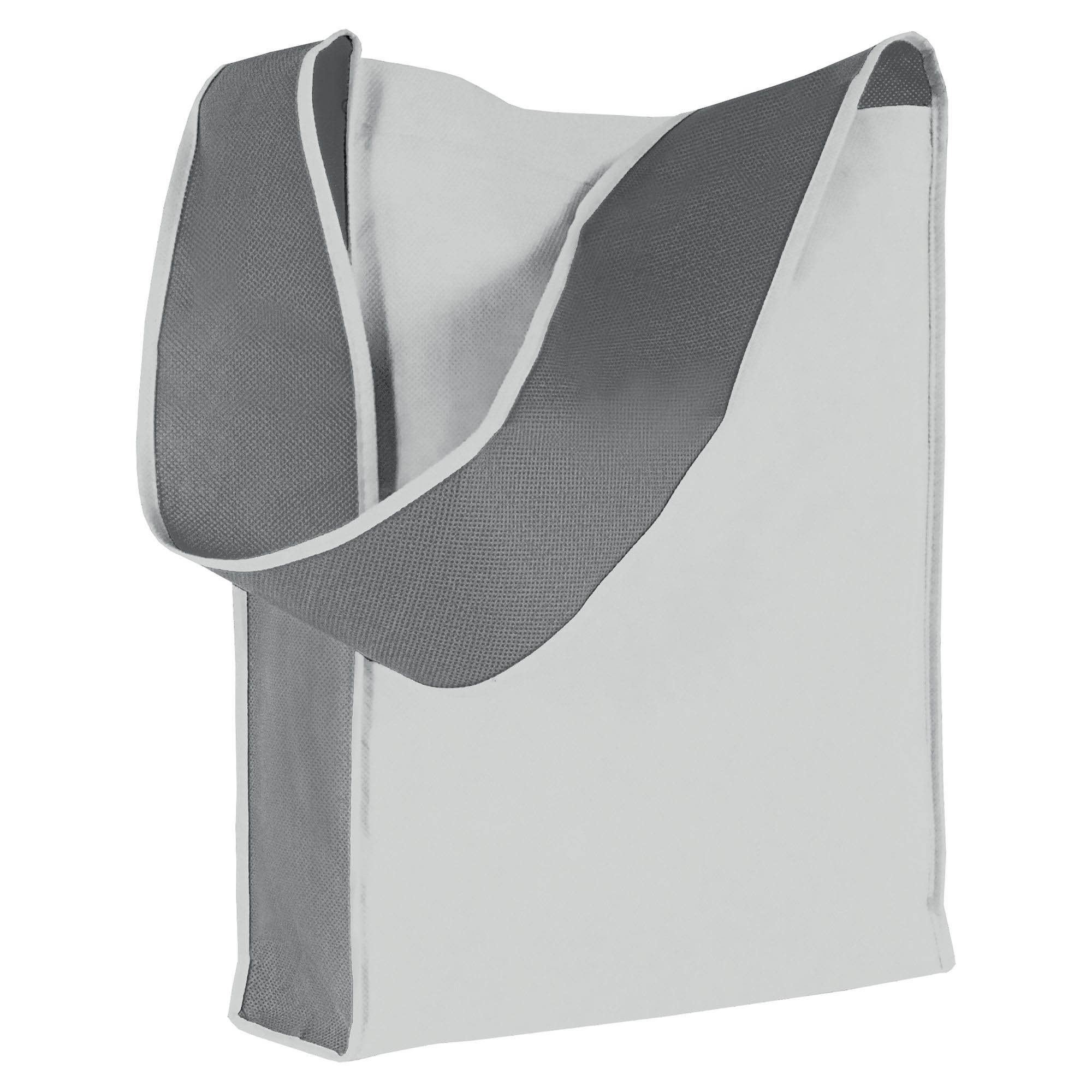 Stitched 80 g/m2 non-woven fabric haversack shoulder bag with gusset White