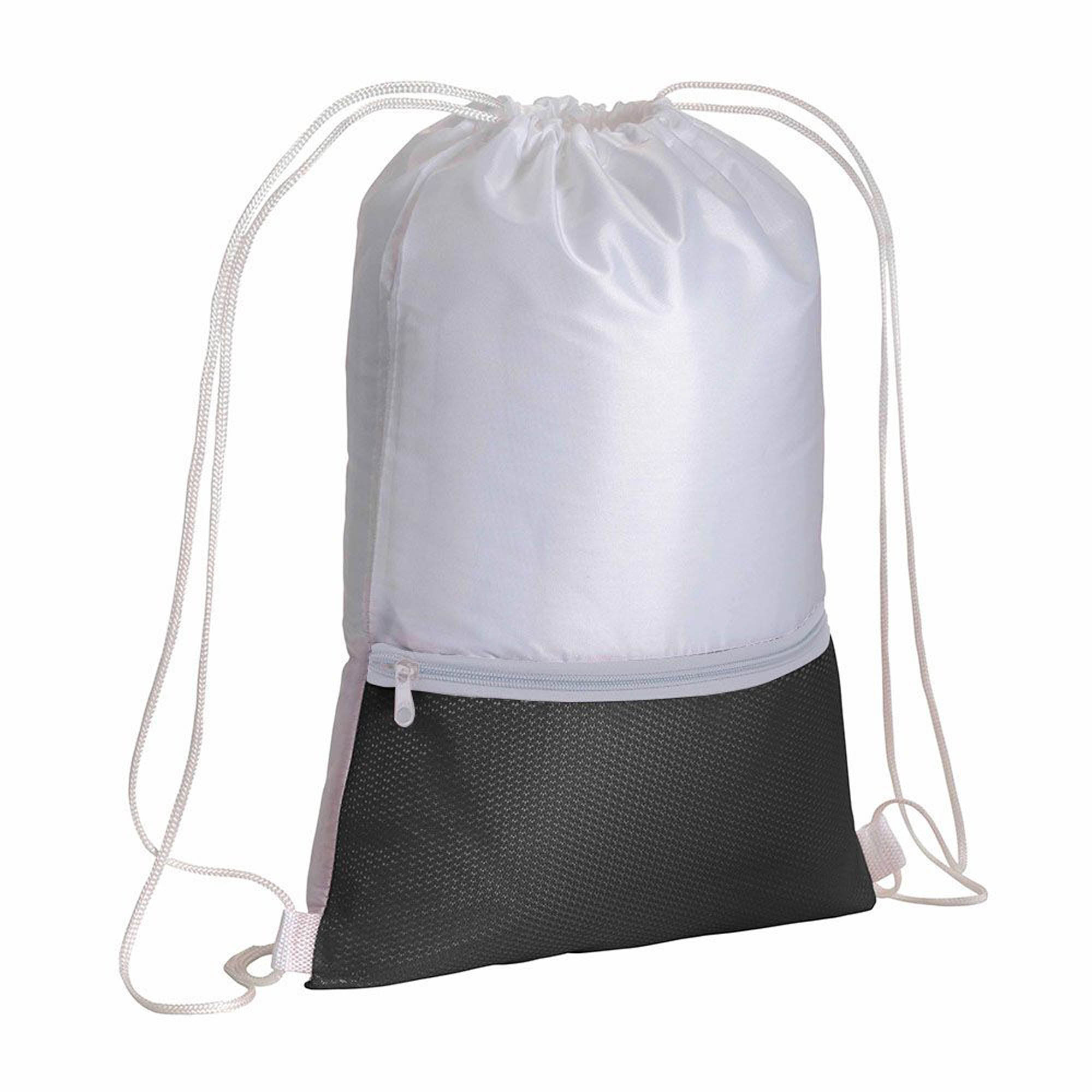 210T polyester backpack with coloured zip pocket and drawstring closure Black