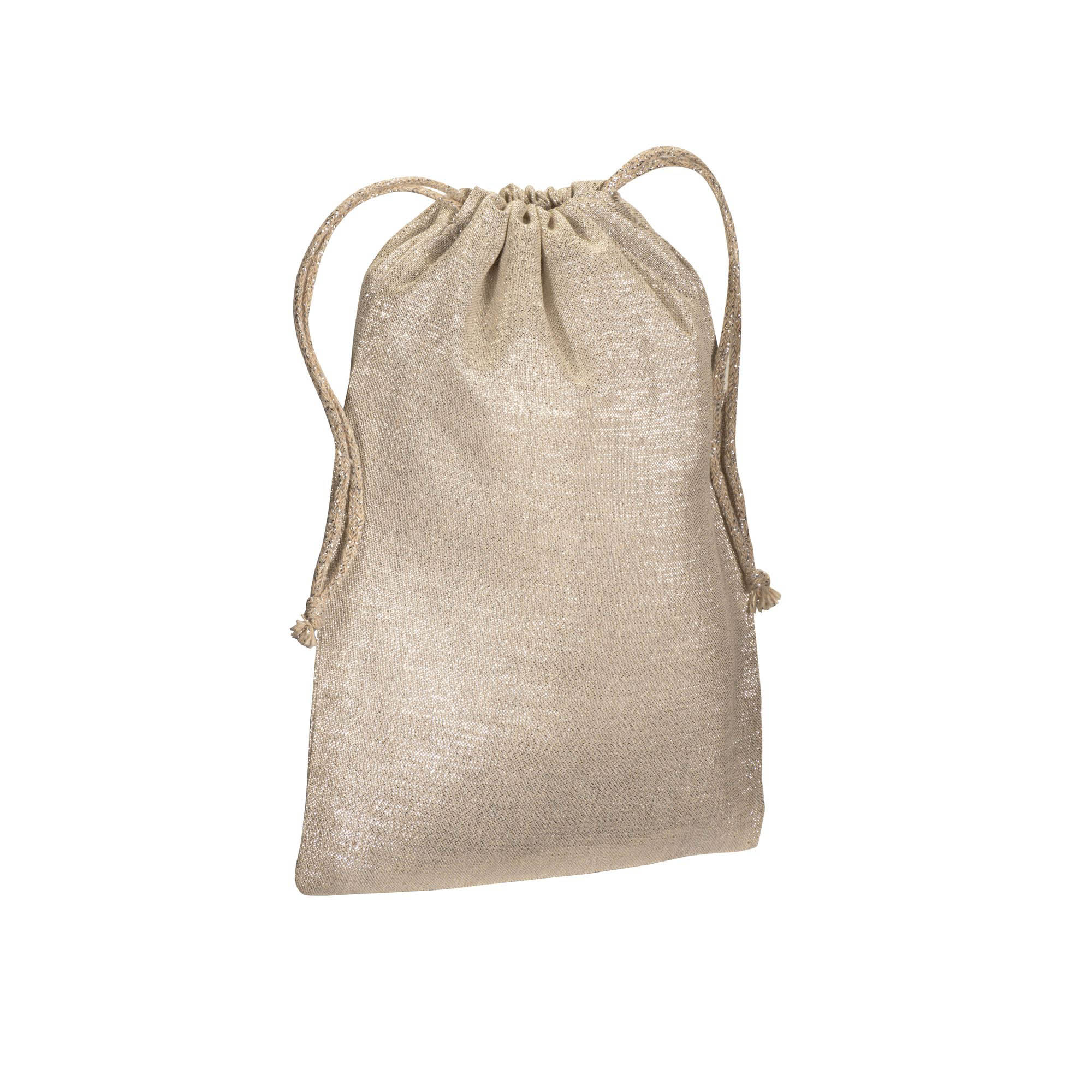 90 g/m2 bright polycotton gift bag with drawstring closure Silver