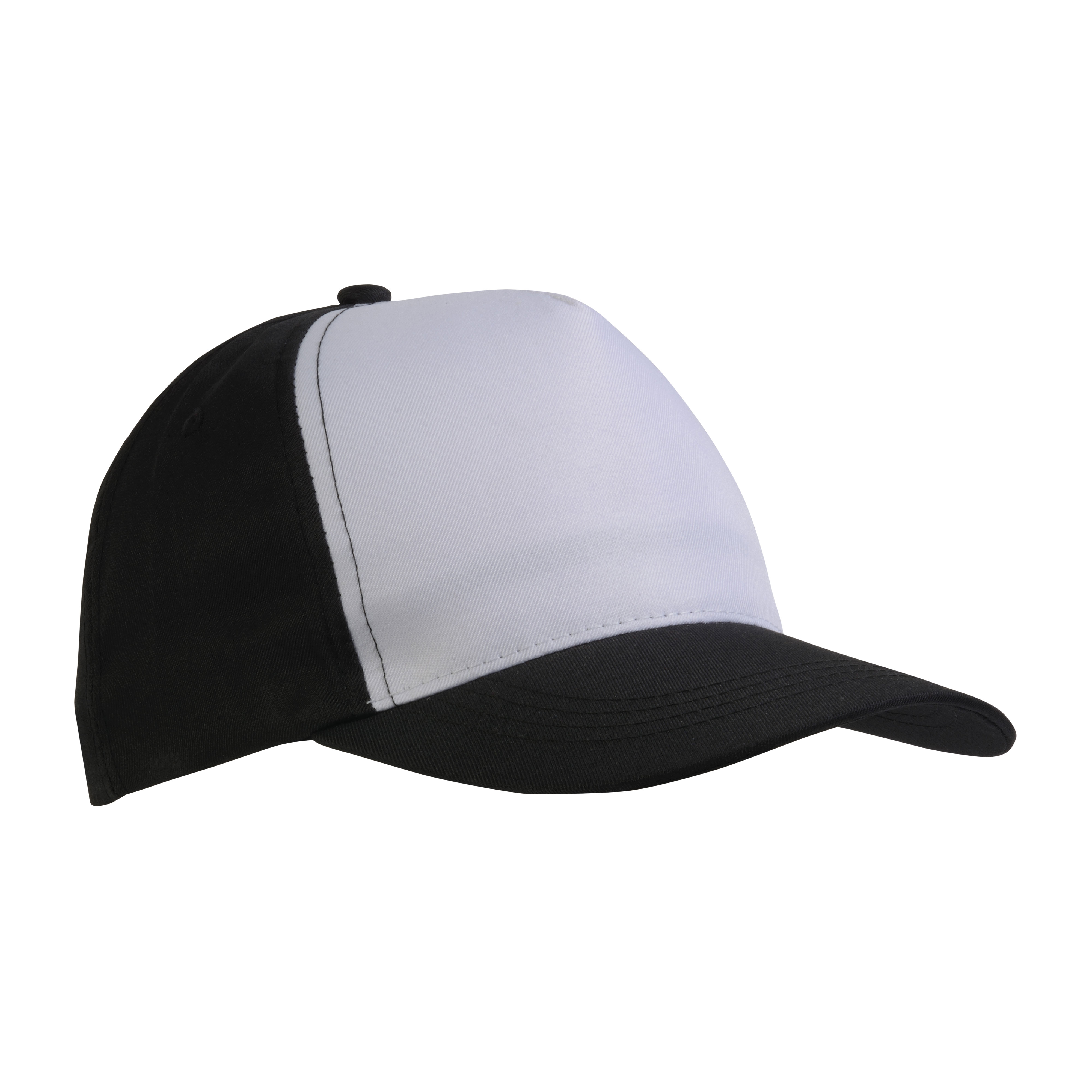 Polyester Hat, 5 panels, with adjustable velcro strap Black