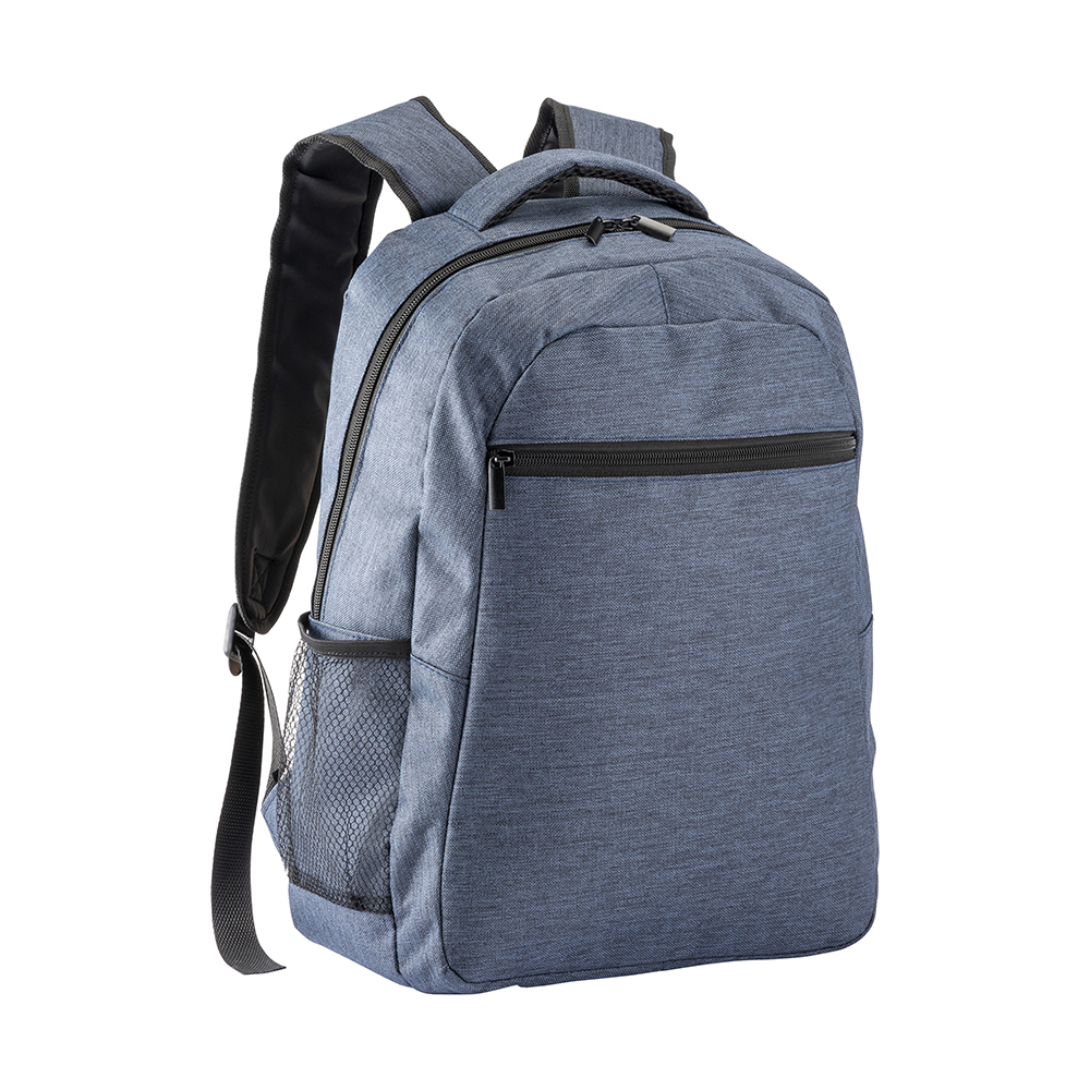 Laptop backpack (15'')in polyester with melange effect Blue