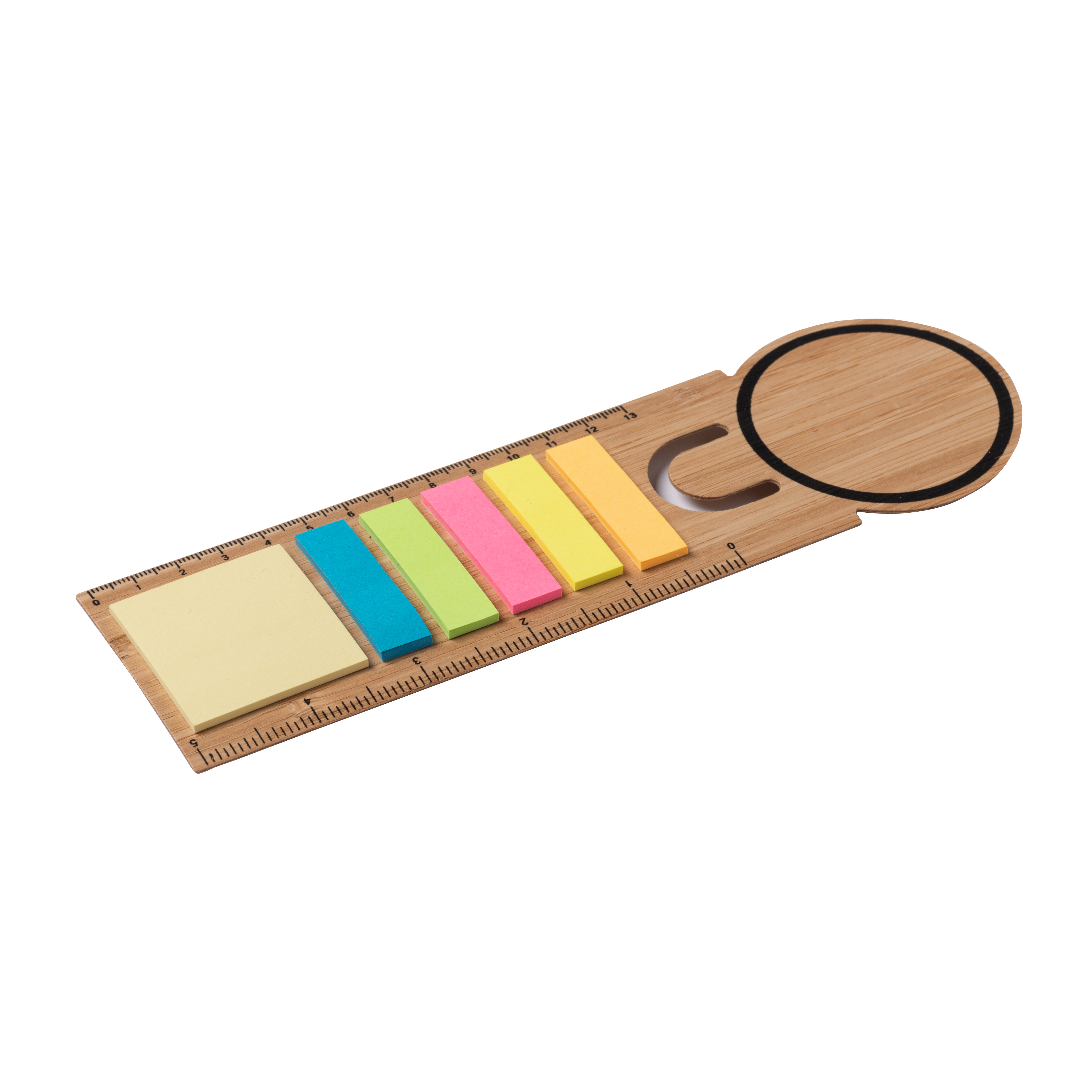 Bamboo bookmark ruler. Includes 25 medium post-it notes and 125 mini post-it notes Natural