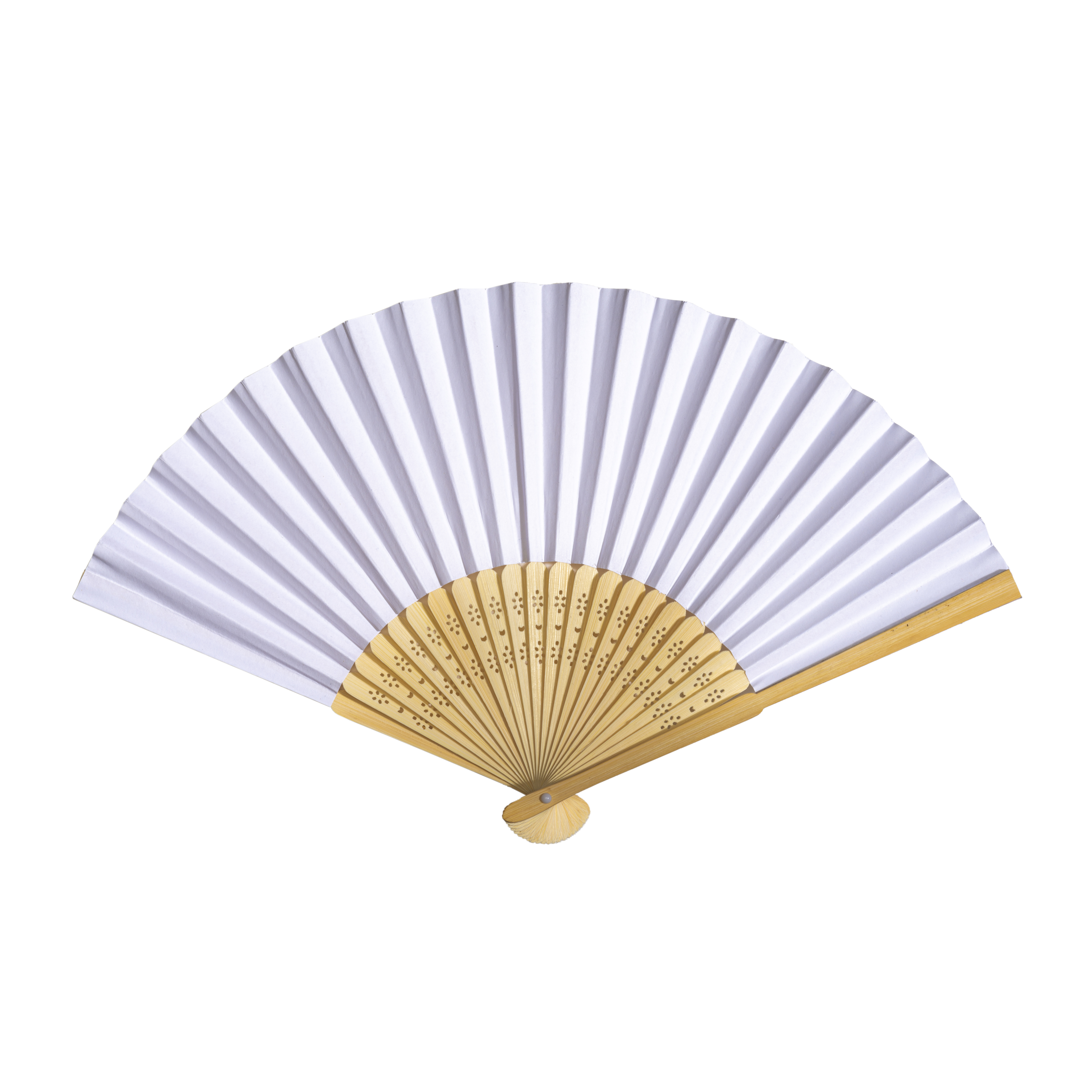 Paper fan with bamboo handle White