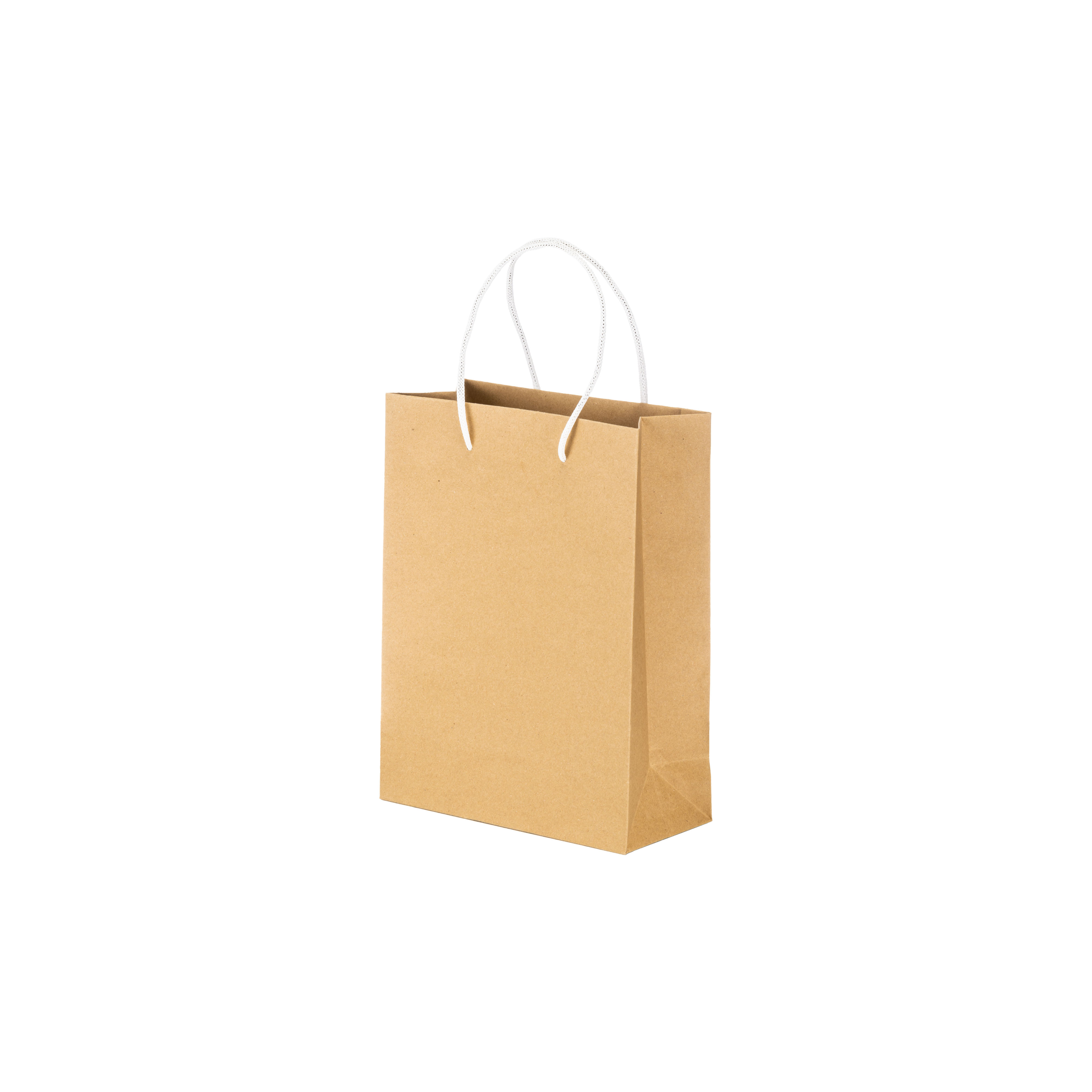150 g/m2 recycled paper bag with gusset and short colored handles White