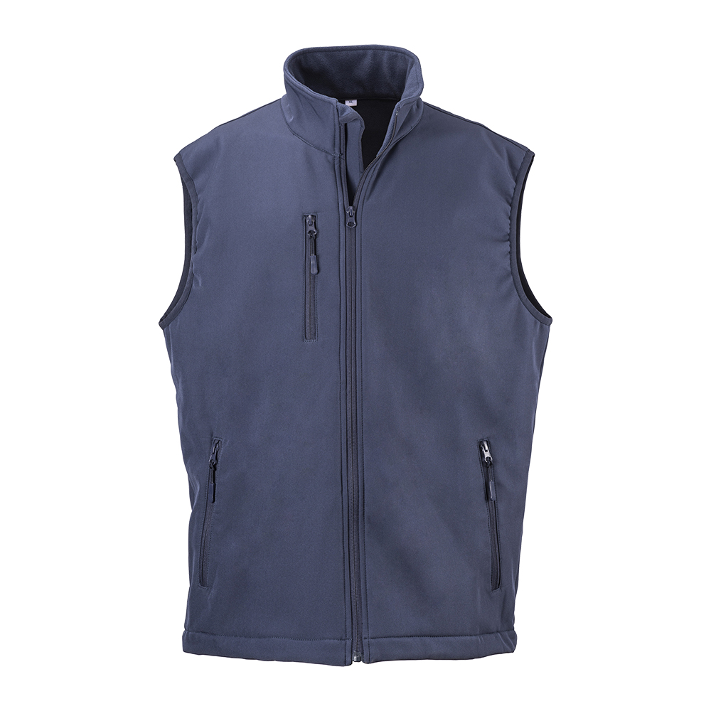 Softshell vest with fleece interior, two side pockets and one chest pocket, zipper closure Blue L