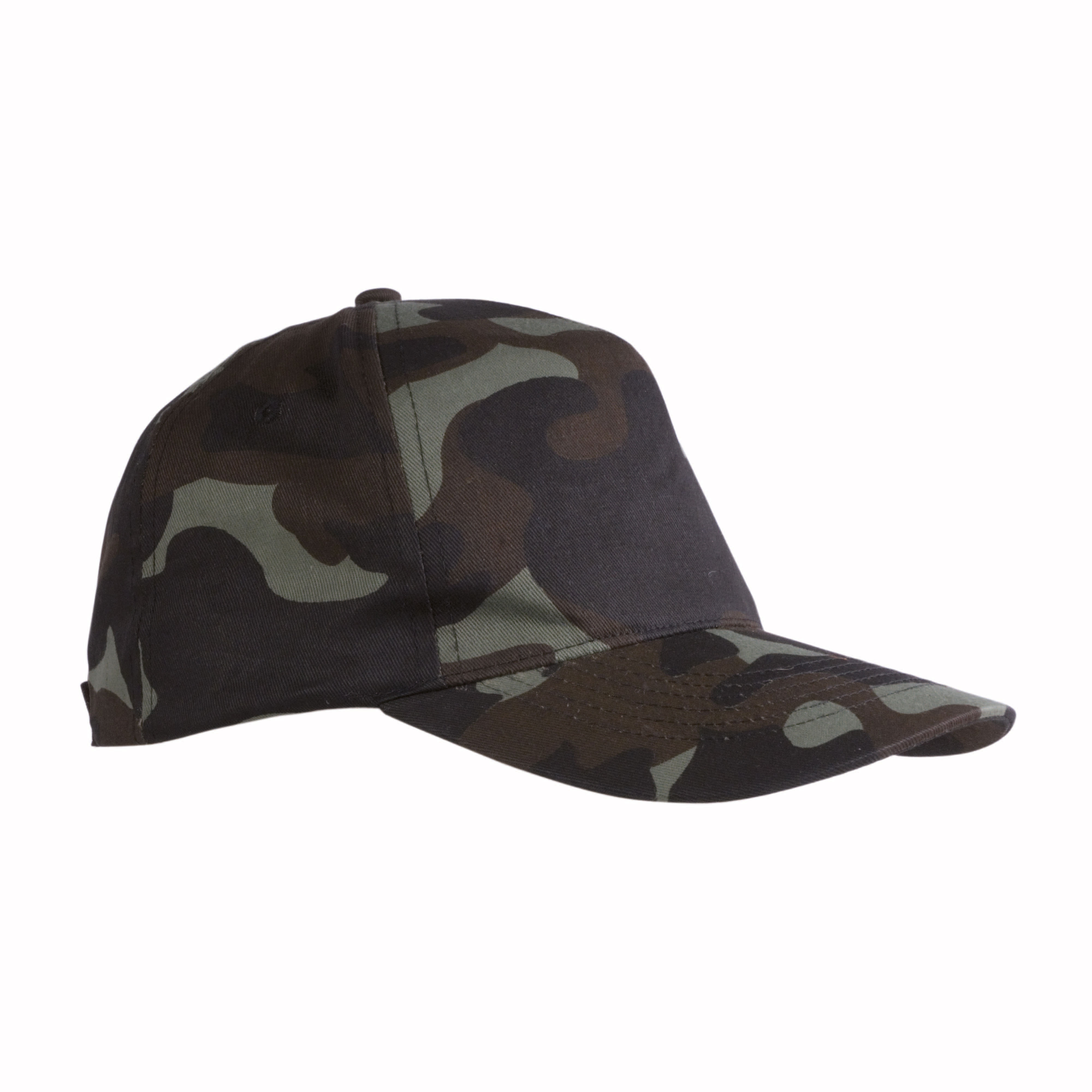 Camouflage, cotton 5-panel cap with adjustable velcro strap Mimetic