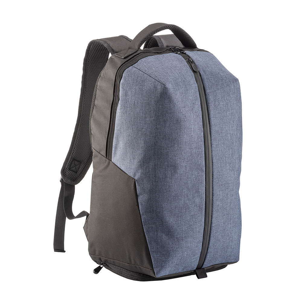 Sports backpack made of 600D melange polyester, large main compartment with laptop holder Blue
