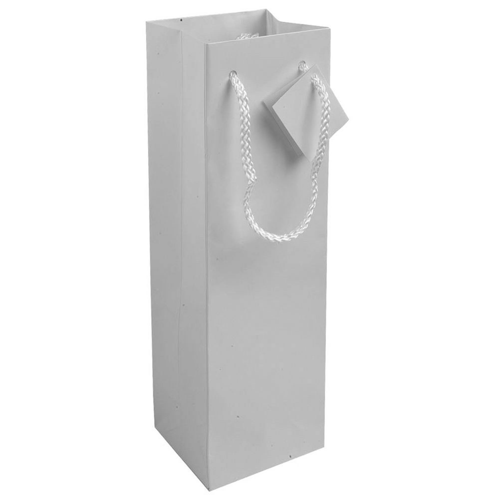 157 g/m2 laminated paper bottle shopping bag with gusset and bottom reinforcement, string White