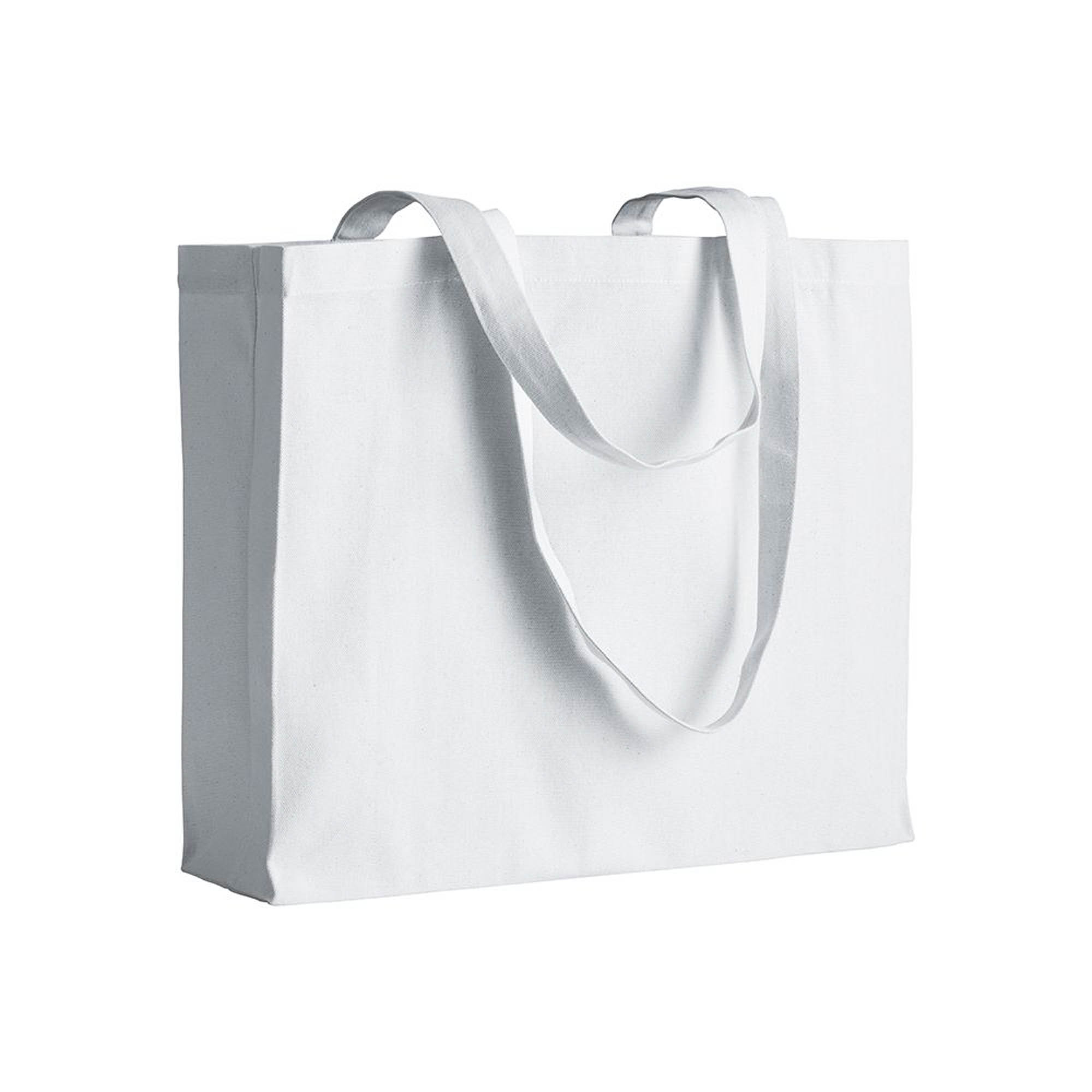 200 g/m2 cotton shopping bag, long handles and gusset White