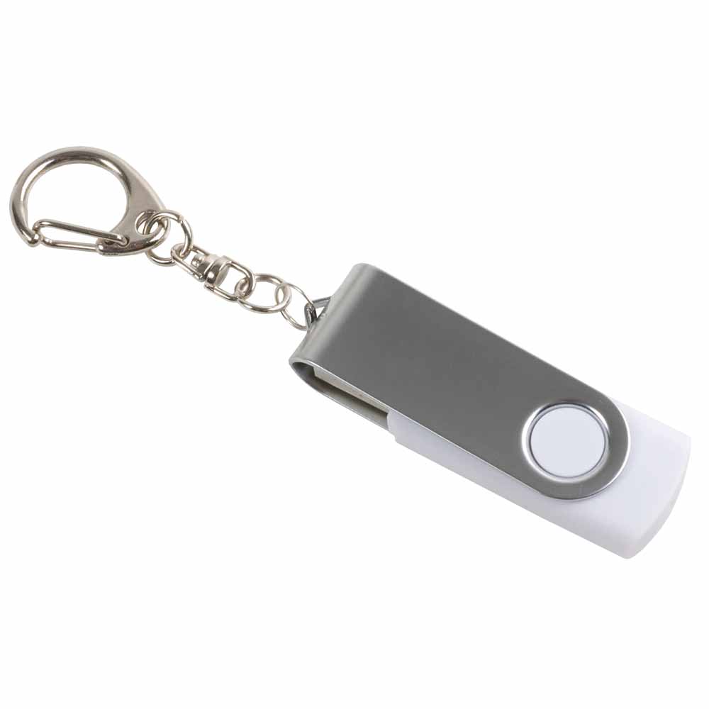 Rotatable, 8 GB, rubberised ABS/metal pen drive. Upload on request with delivery in 2 week White