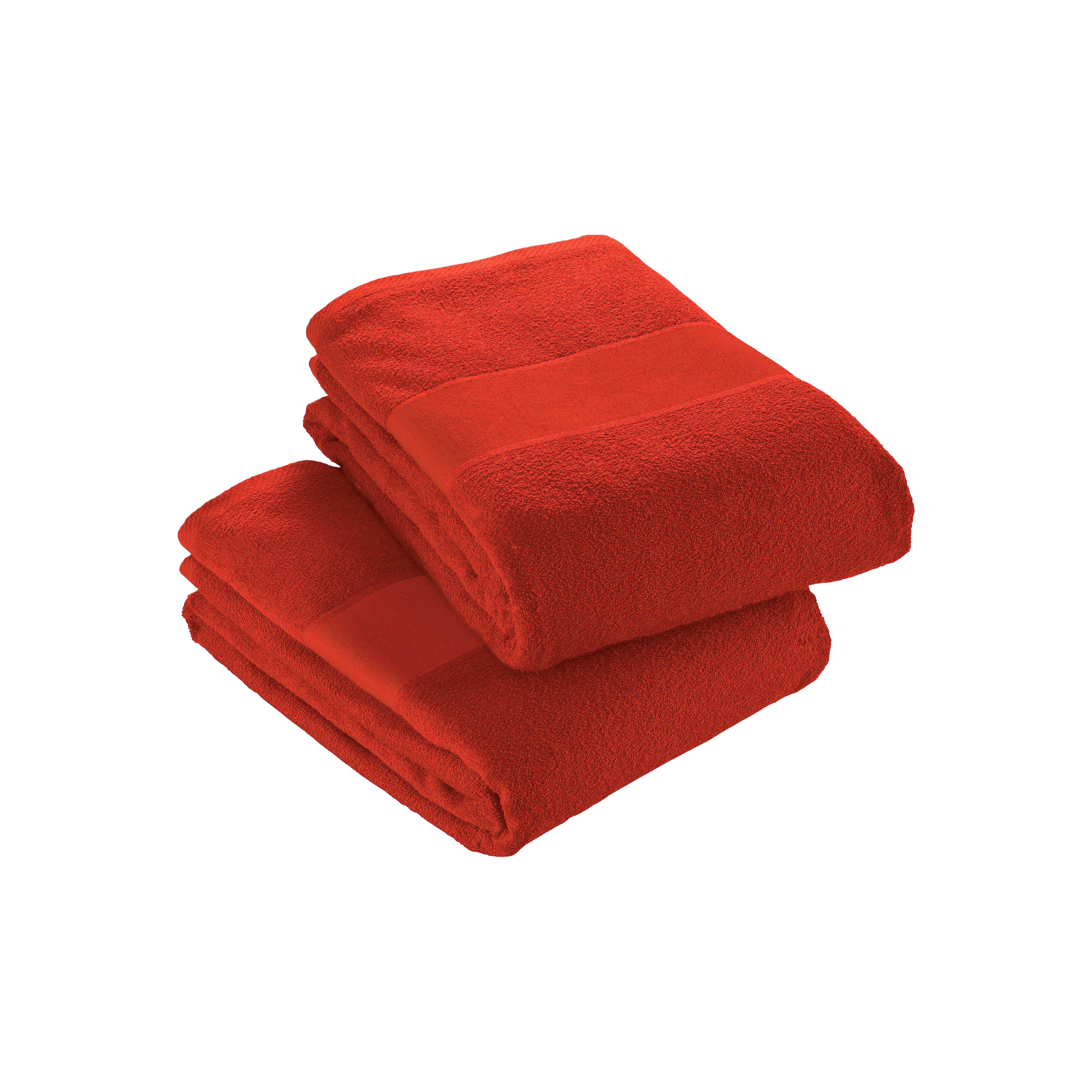 Terry cotton towel with printable band Red