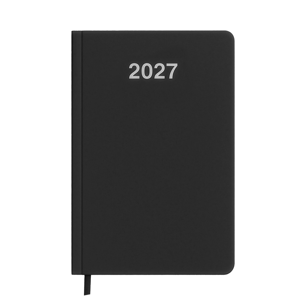 Daily planner 2027. Hard cover in matte laminated cardboard Black