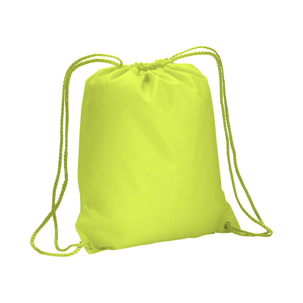 Fluorescent 210T polyester backpack with drawstring closure and reinforced corners Yellow