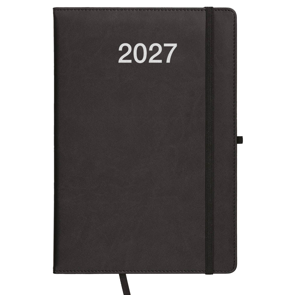 Weekly diary 2027, thermo-varnished PU hard cover with all-round stitching Black