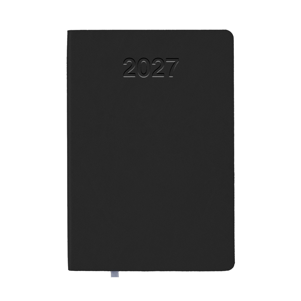 2027 daily planner with soft cover in thermo-reactive PU Black