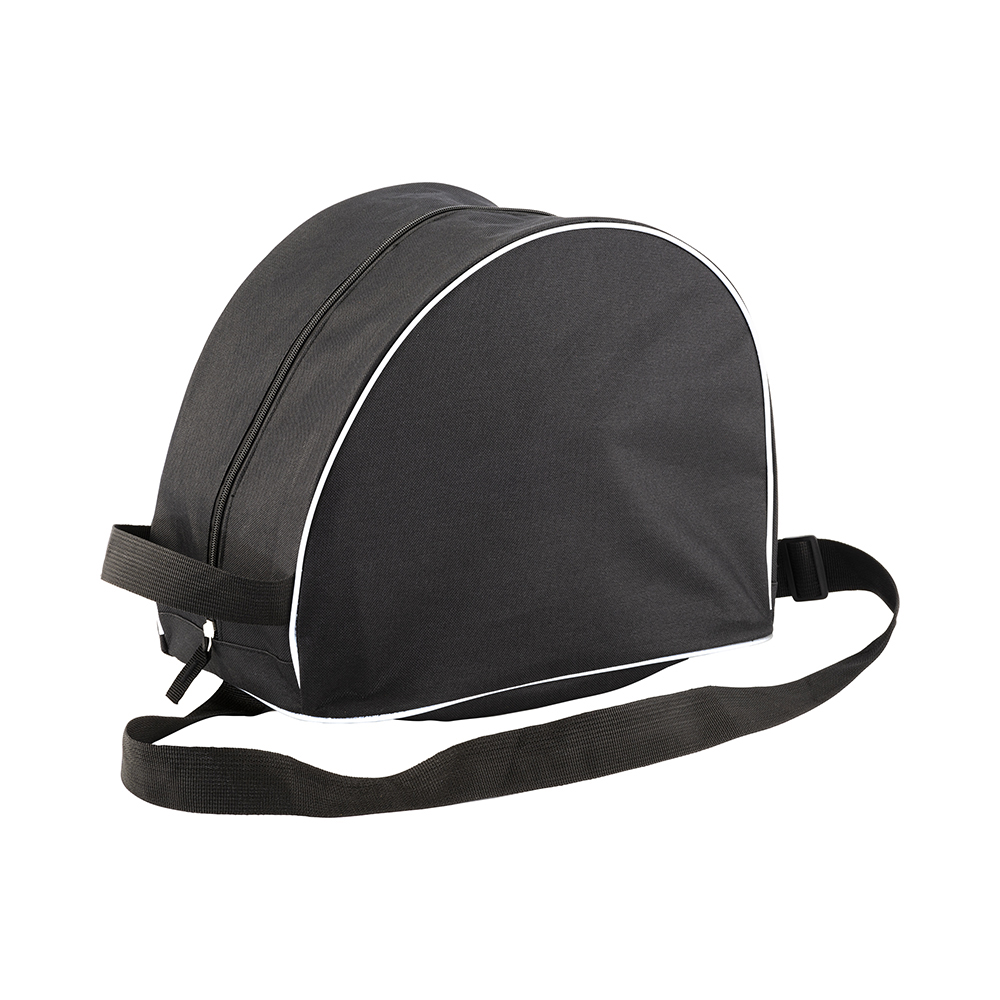 600d polyester helmet bag with shoulder strap and glove pocket Black