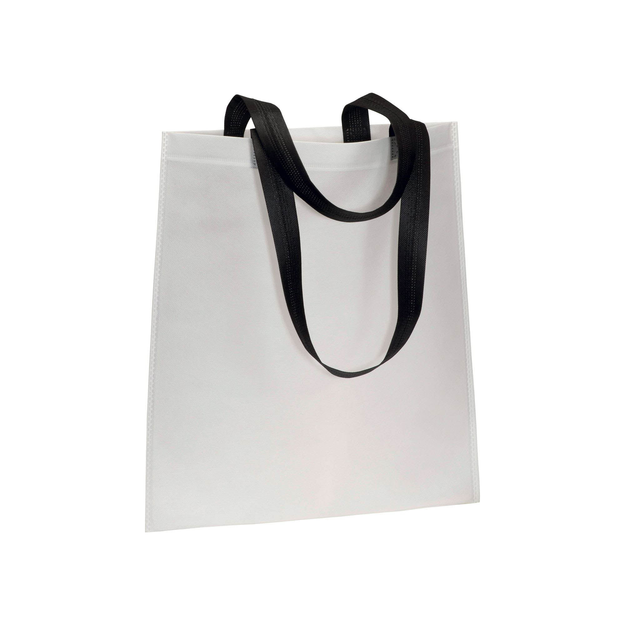 Heat-sealed 70 g/m2 non-woven fabric shopping bag, long handles Black