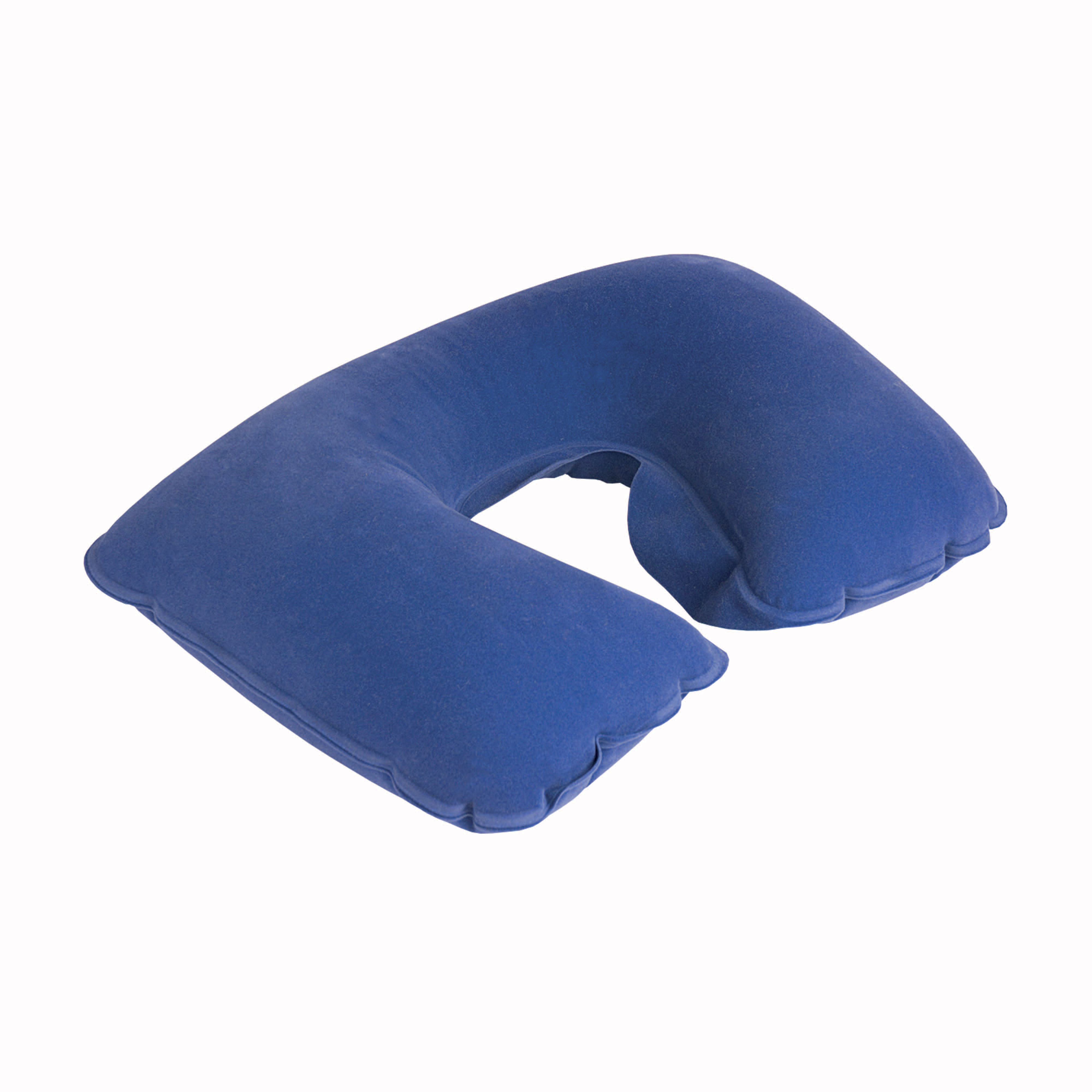 Flocked PVC inflatable travel pillow with case Blue