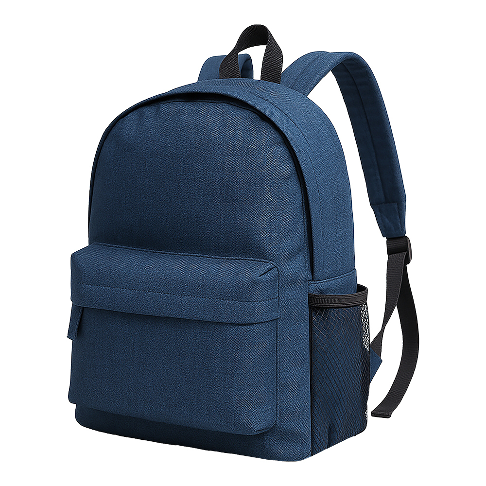 300D melange polyester backpack Blue