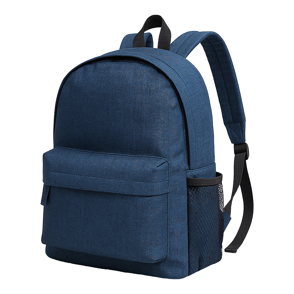300D melange polyester backpack Blue