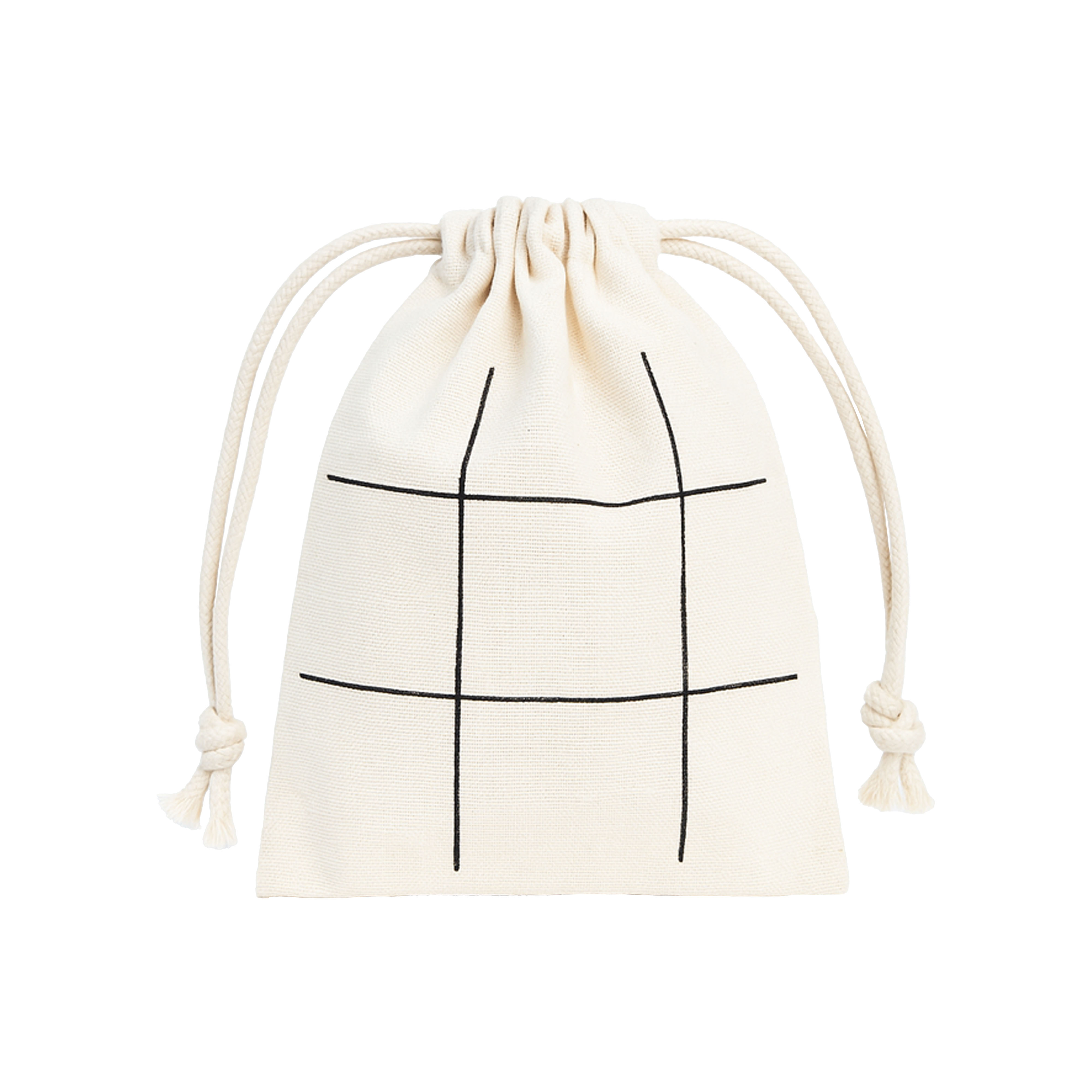 Wooden tic-tac-toe game with cotton pouch Natural