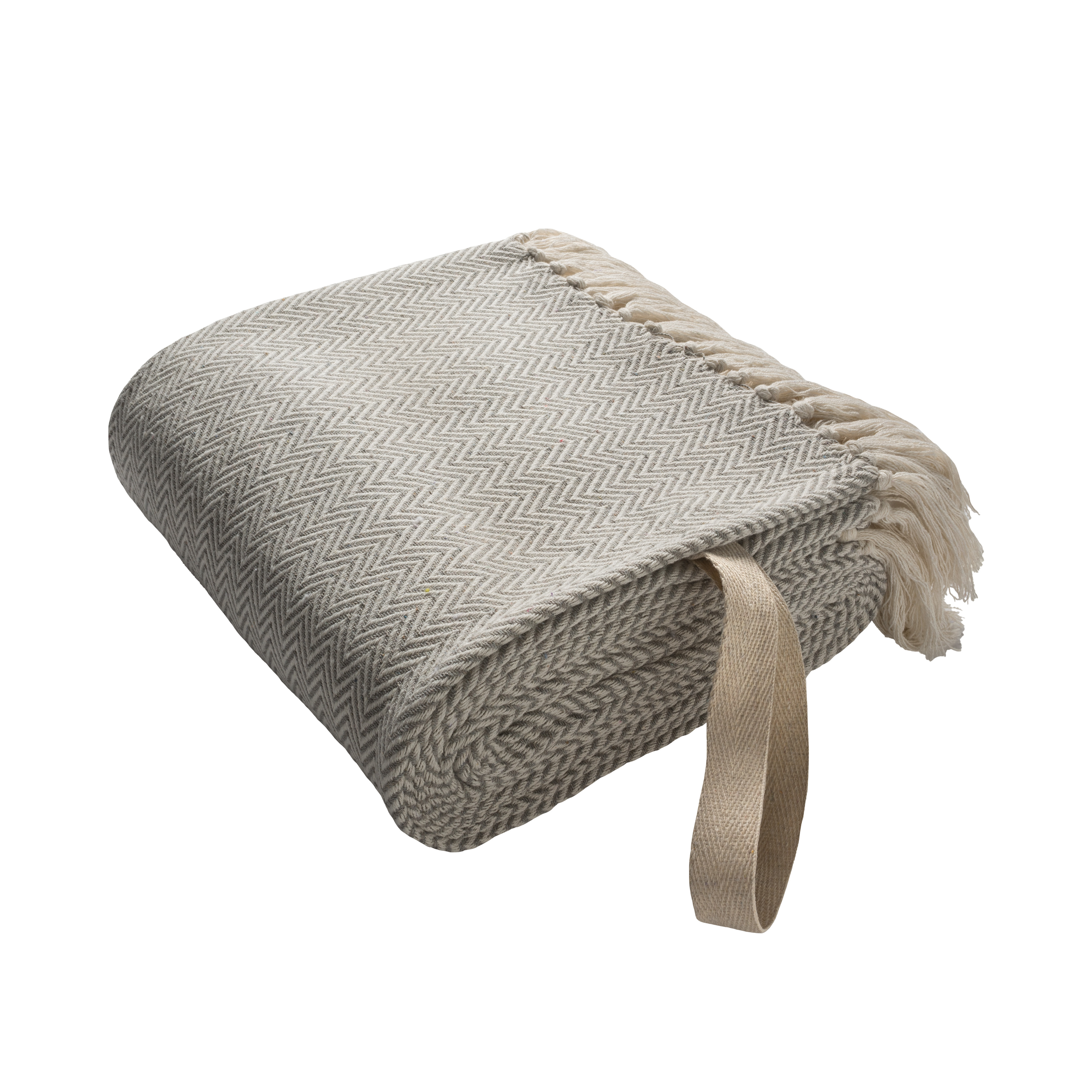 Fringed blanket made of 100% recycled material Grey