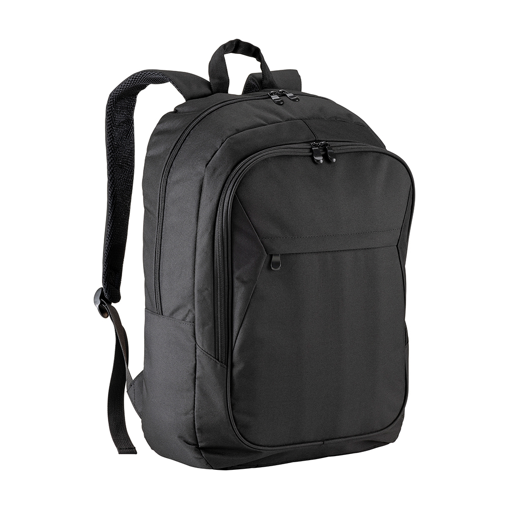 17-inch 300D polyester computer backpack with three pockets Black