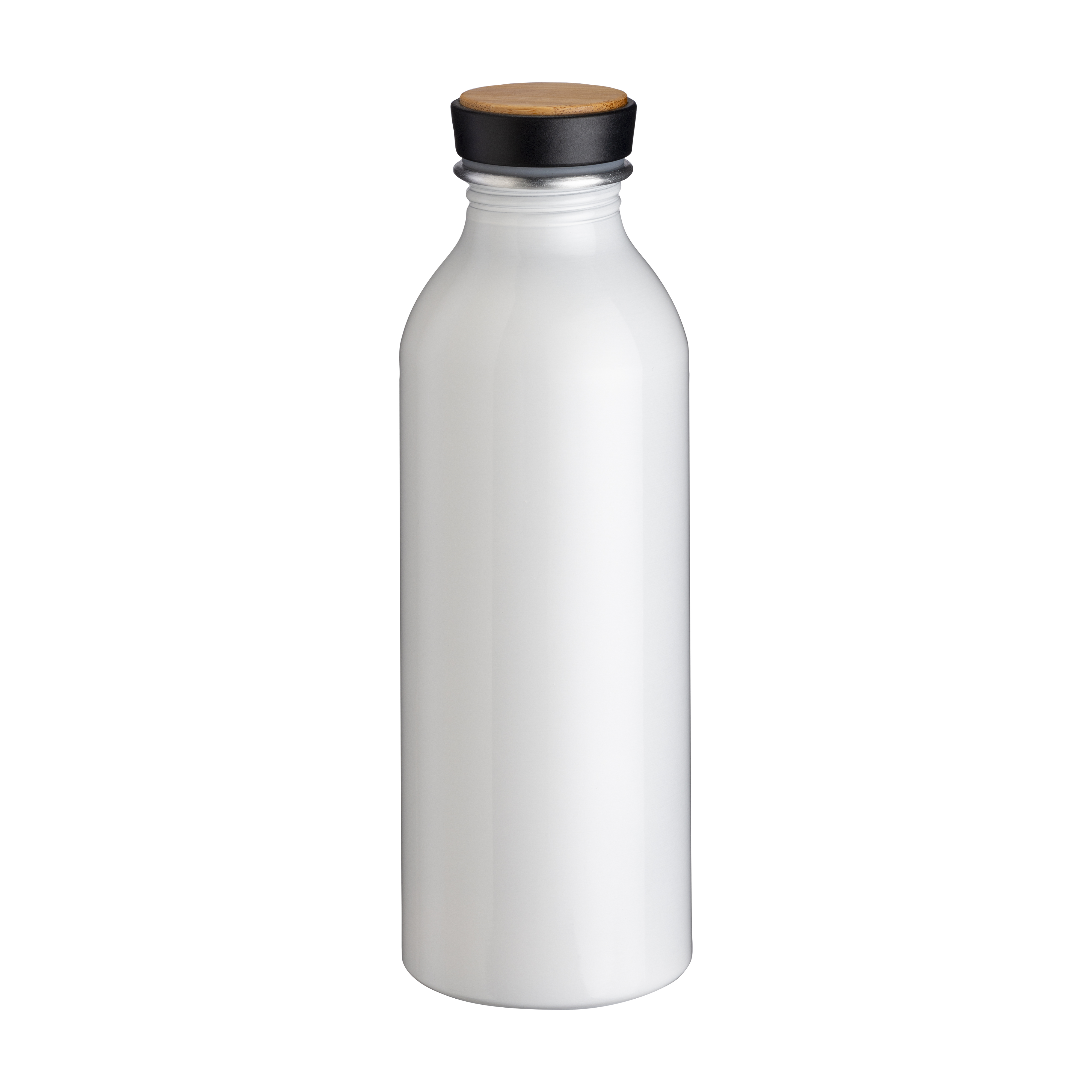 Aluminum water bottle with  bamboo insert, 500 ml White