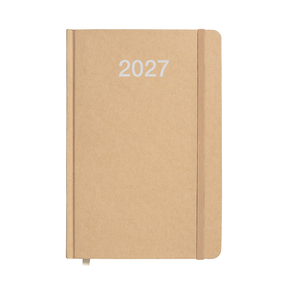 Weekly planner 2027 with hard cardboard cover Natural