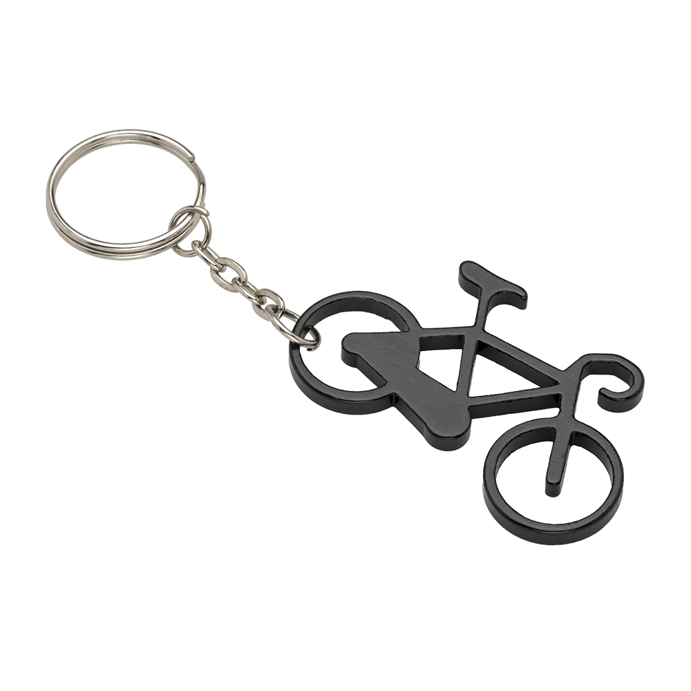 Aluminium bicycle keychain with bottle opener Black