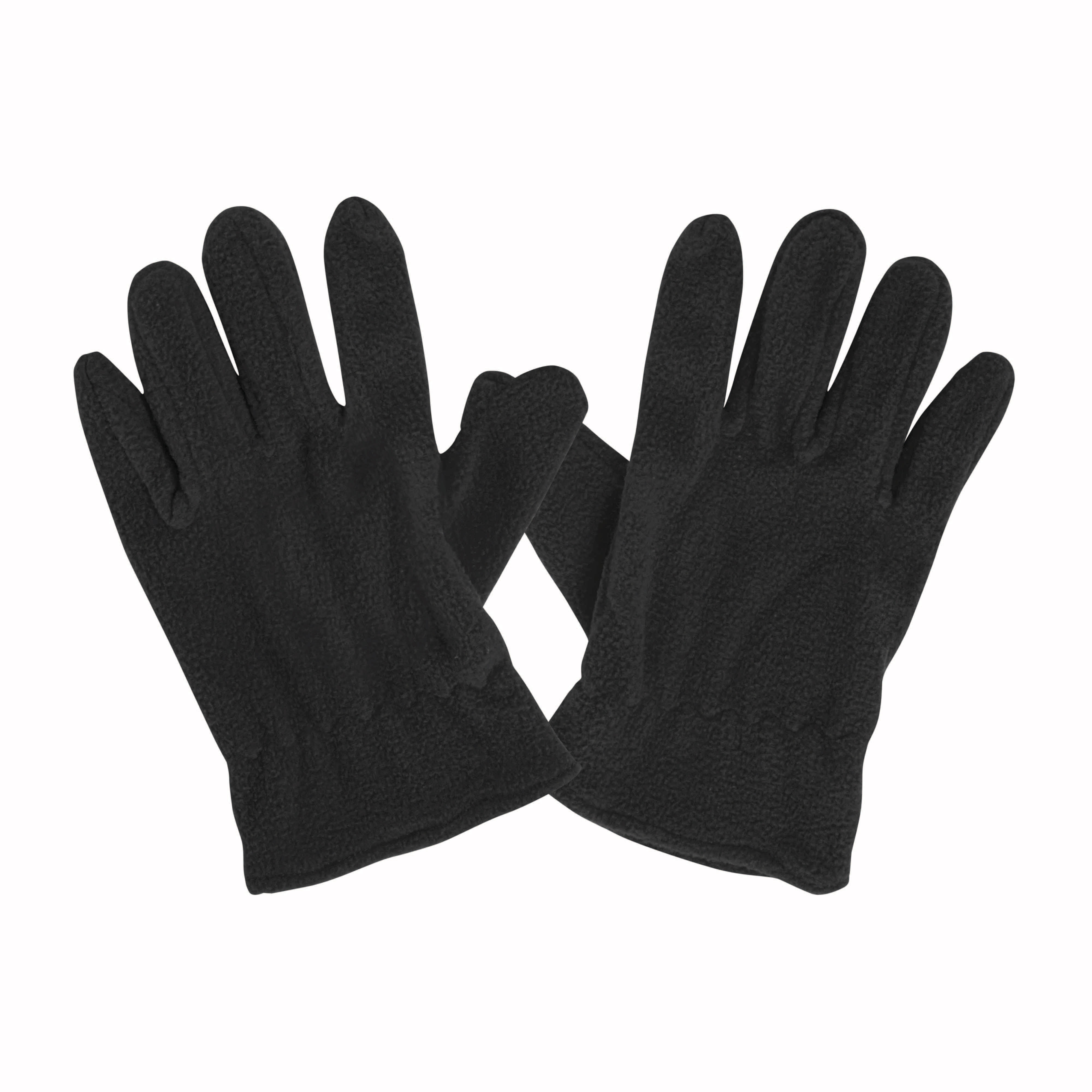 Fleece men gloves with elastic cuffs. One size  k Black
