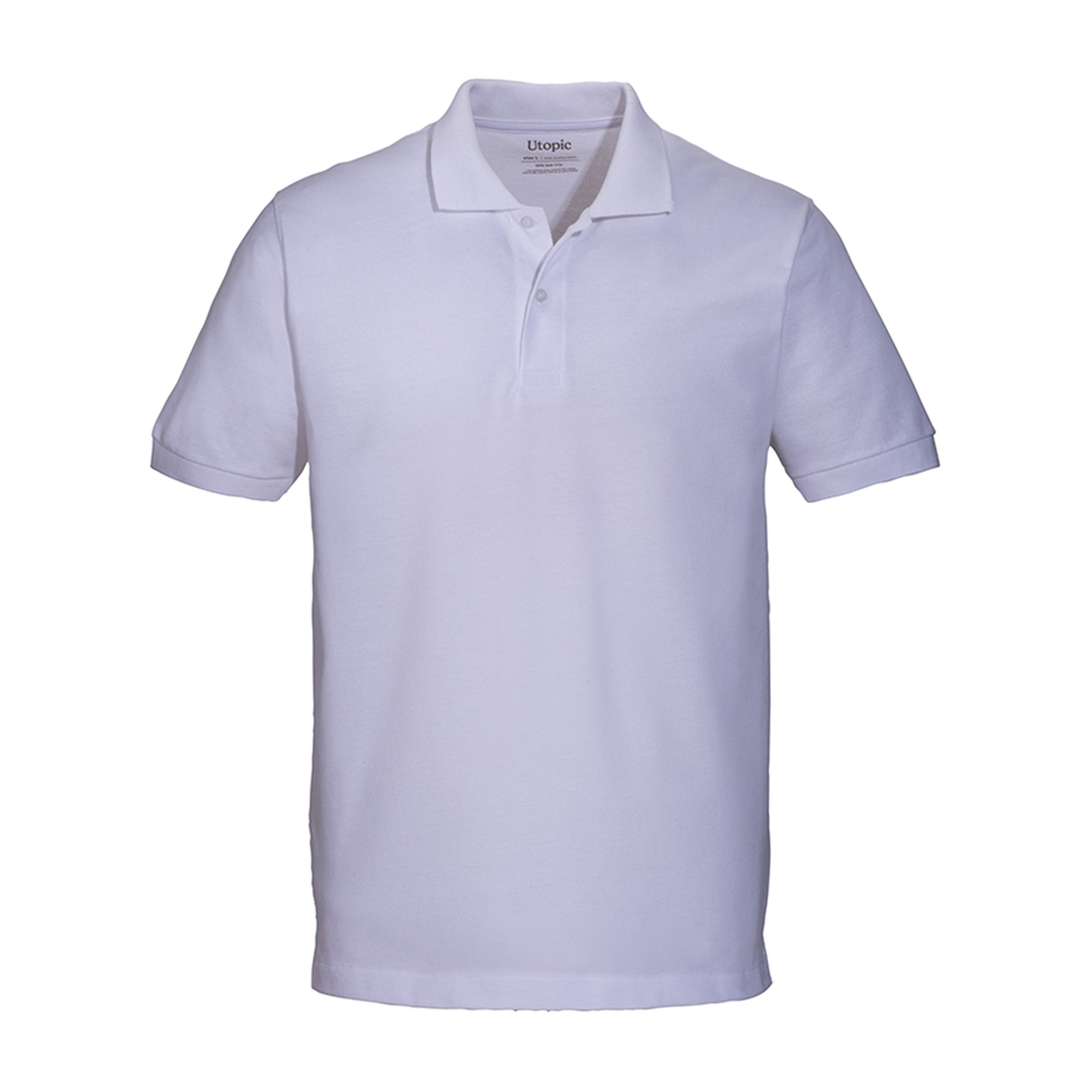 Unisex white Polo shirt in 200 g/m2 regenerated cotton and polyester White L