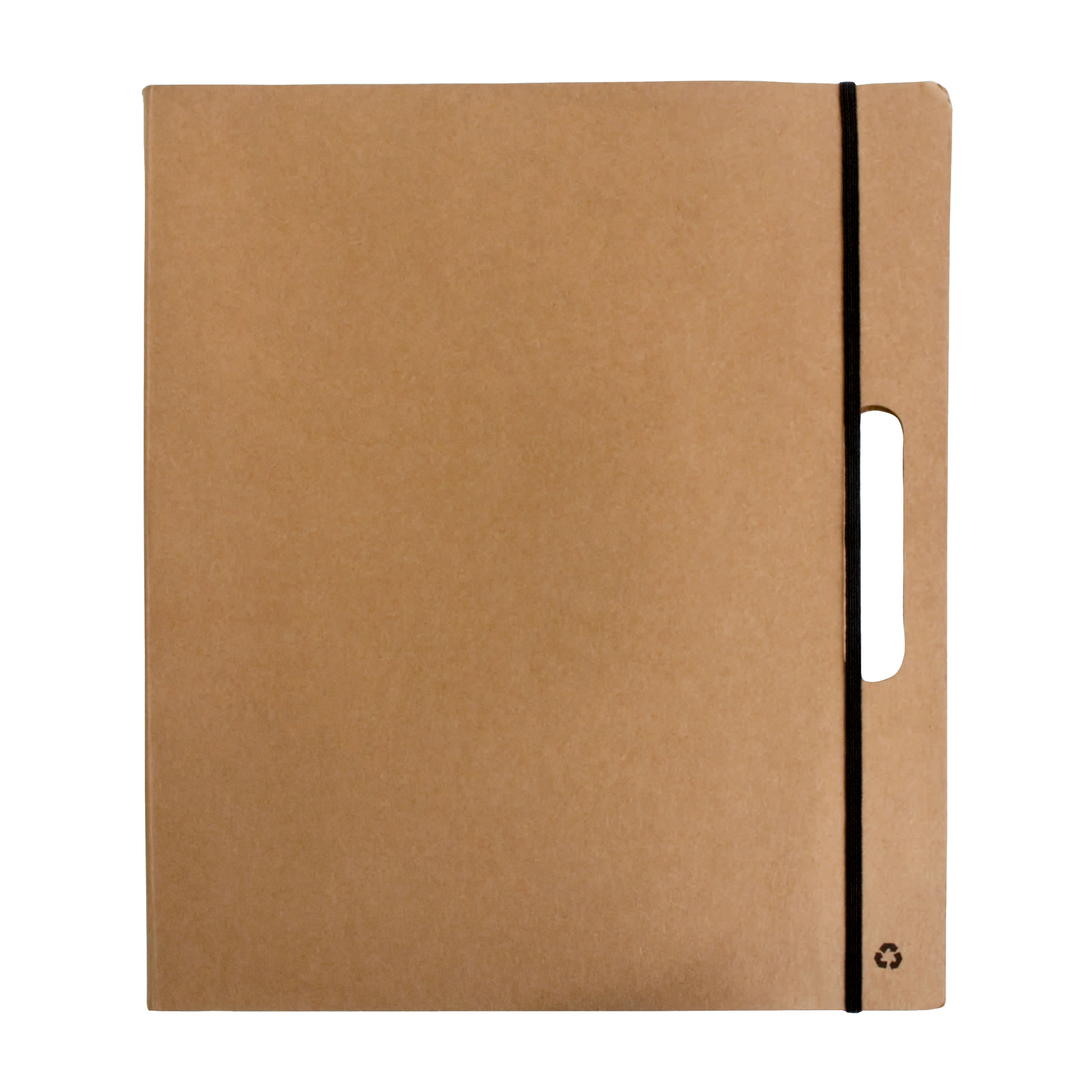 Recycled-paper notepad carrying file with sticky notes and cardboard pen, ruled notepad Natural