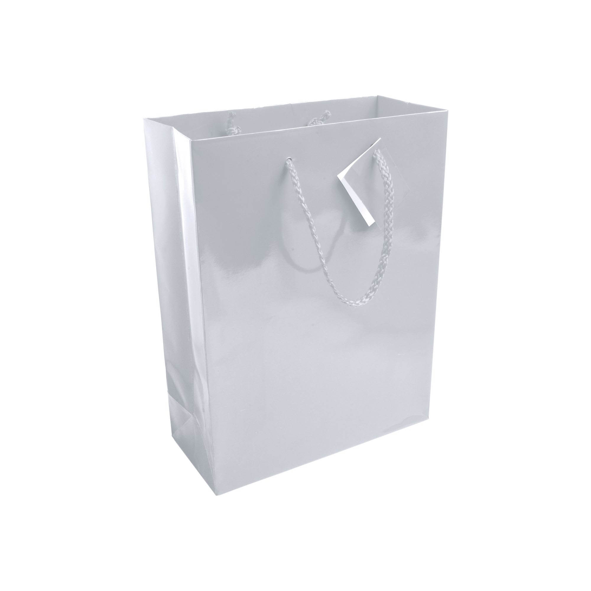 157 g/m2 laminated paper shopping bag with gusset and bottom reinforcement, string handles White