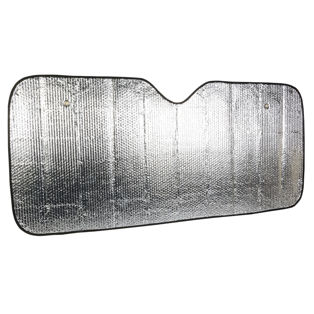 2-sucker car windshield sun shade with bubble wrap and aluminium sheet on two sides Silver