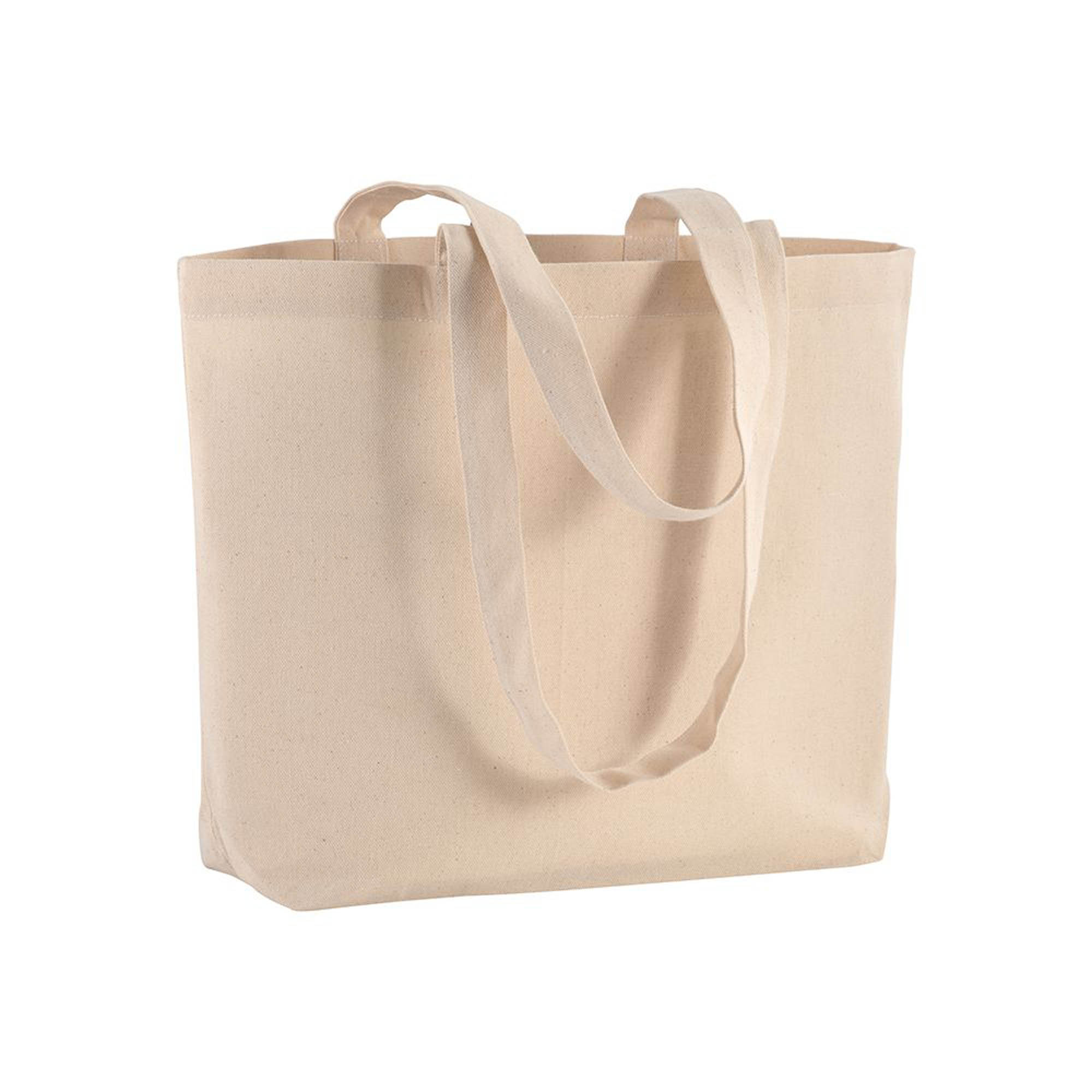 120 g/m2 cotton shopping bag, long handles and bottom gusset Natural