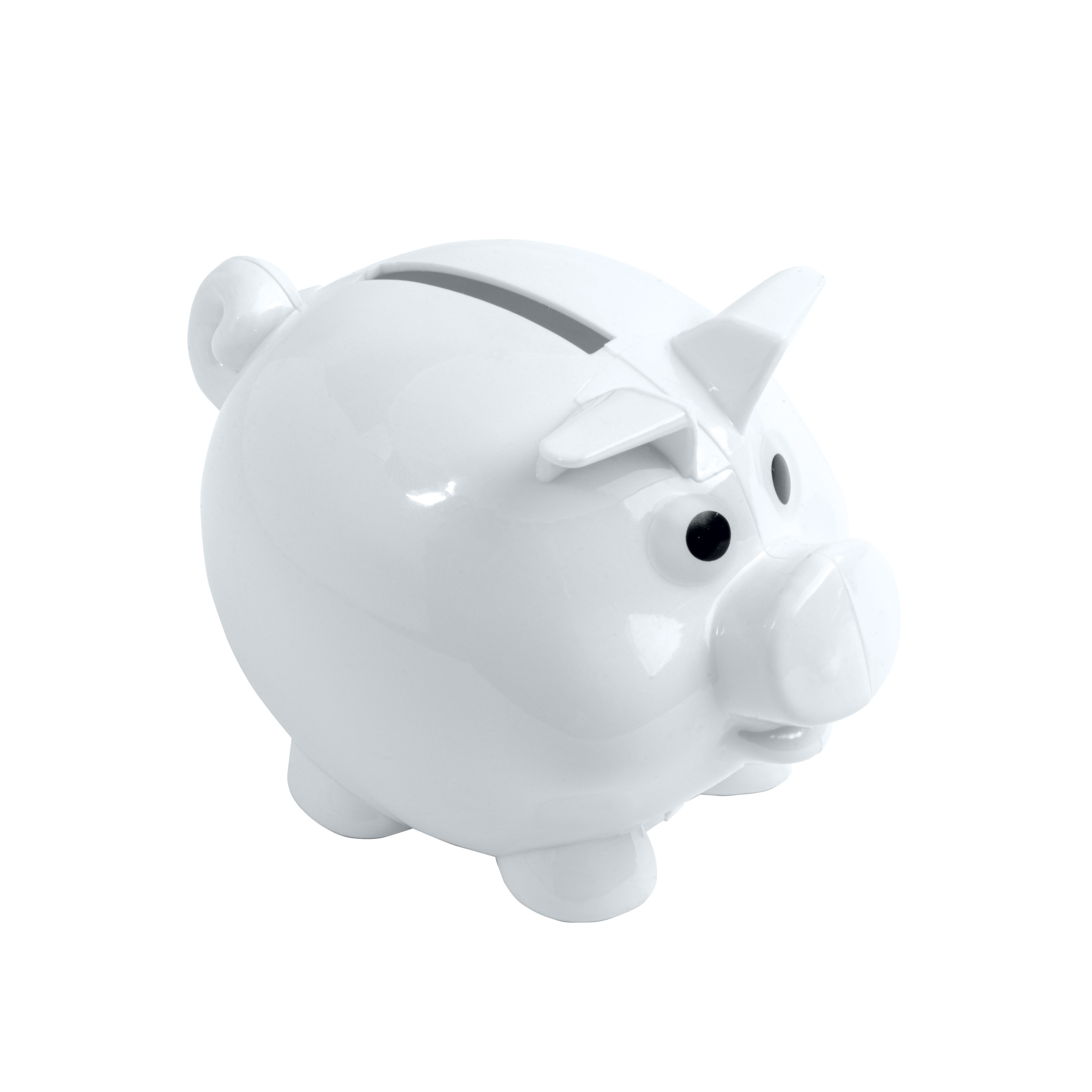Plastic mini piggy coin bank refillable with cap White